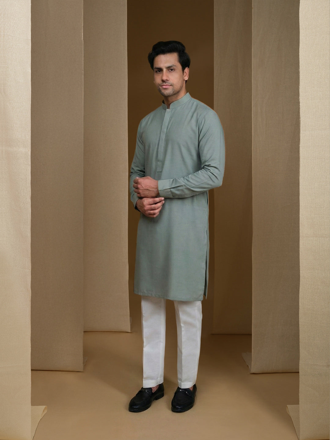 Aespen  Classic Grey Cotton Silk Kurta For Men--aespenfashion.com-Aespen Fashion