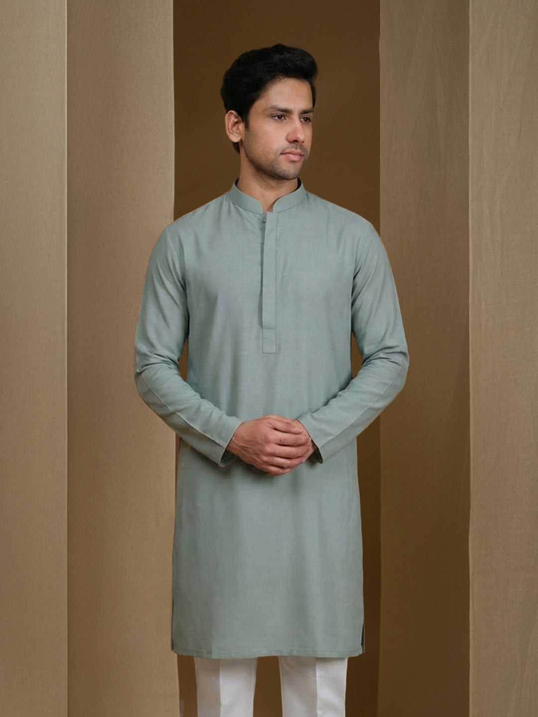 Aespen  Classic Grey Cotton Silk Kurta For Men--aespenfashion.com-Aespen Fashion