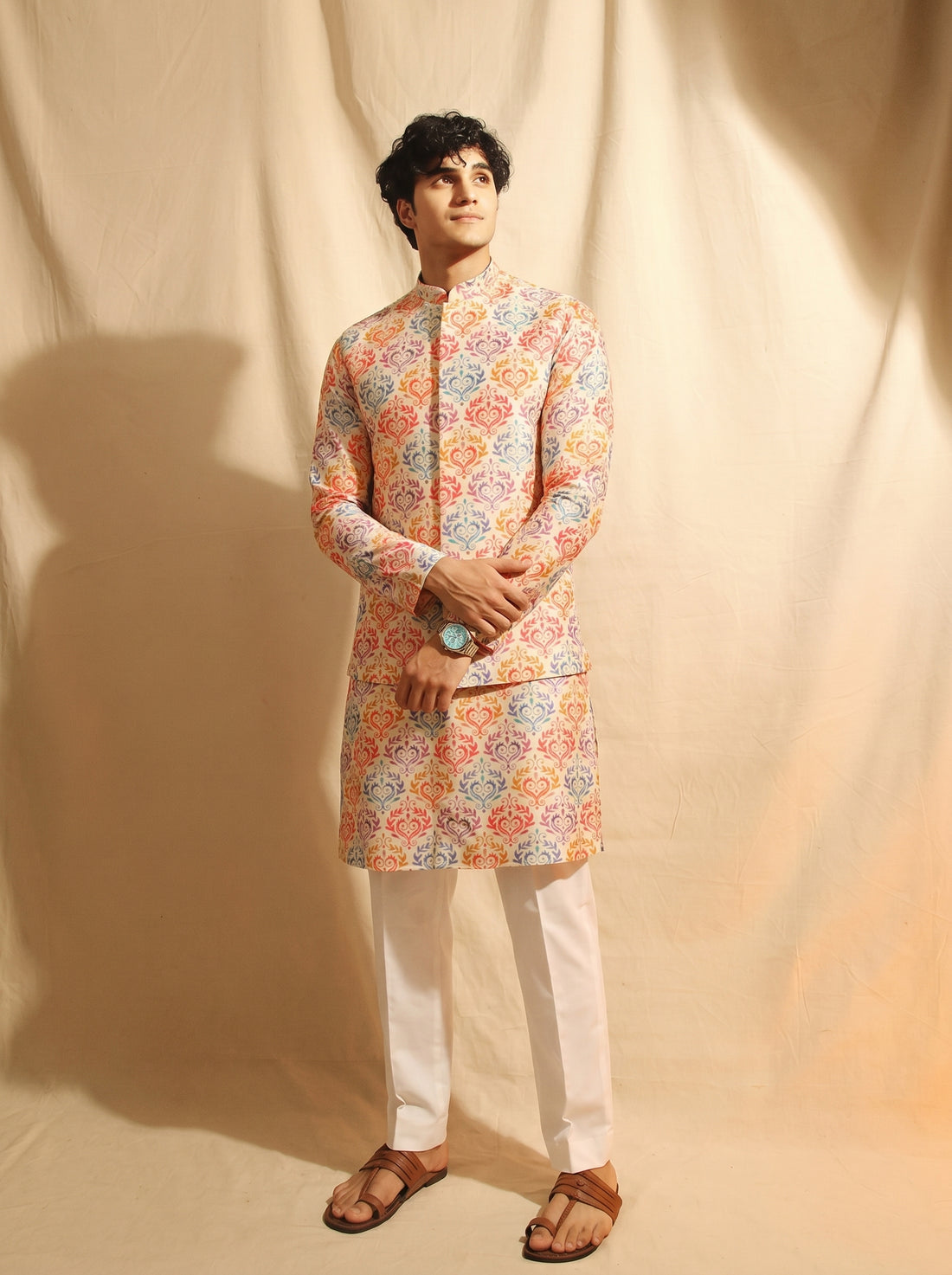 Aespen Cream Kurta Jacket Set For Men With Thread And Sequins Embroidery - Aespenfashion.com