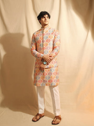 Aespen Cream Kurta Jacket Set For Men With Thread And Sequins Embroidery - Aespenfashion.com