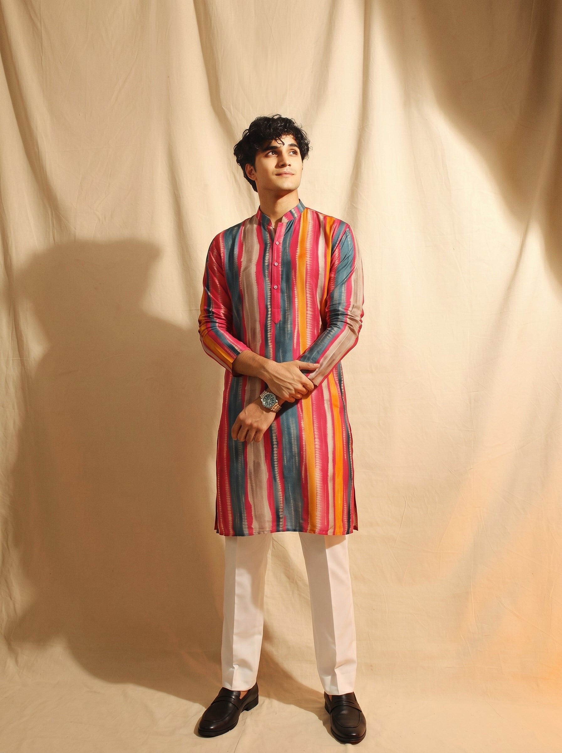 Aespen Multi Kurta For Men With Stripes Pattern - Aespenfashion.com