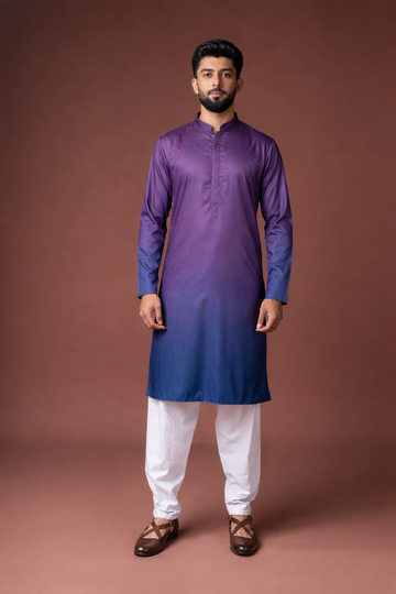 Aespen Purple and Indigo Ombre Kurta For Men