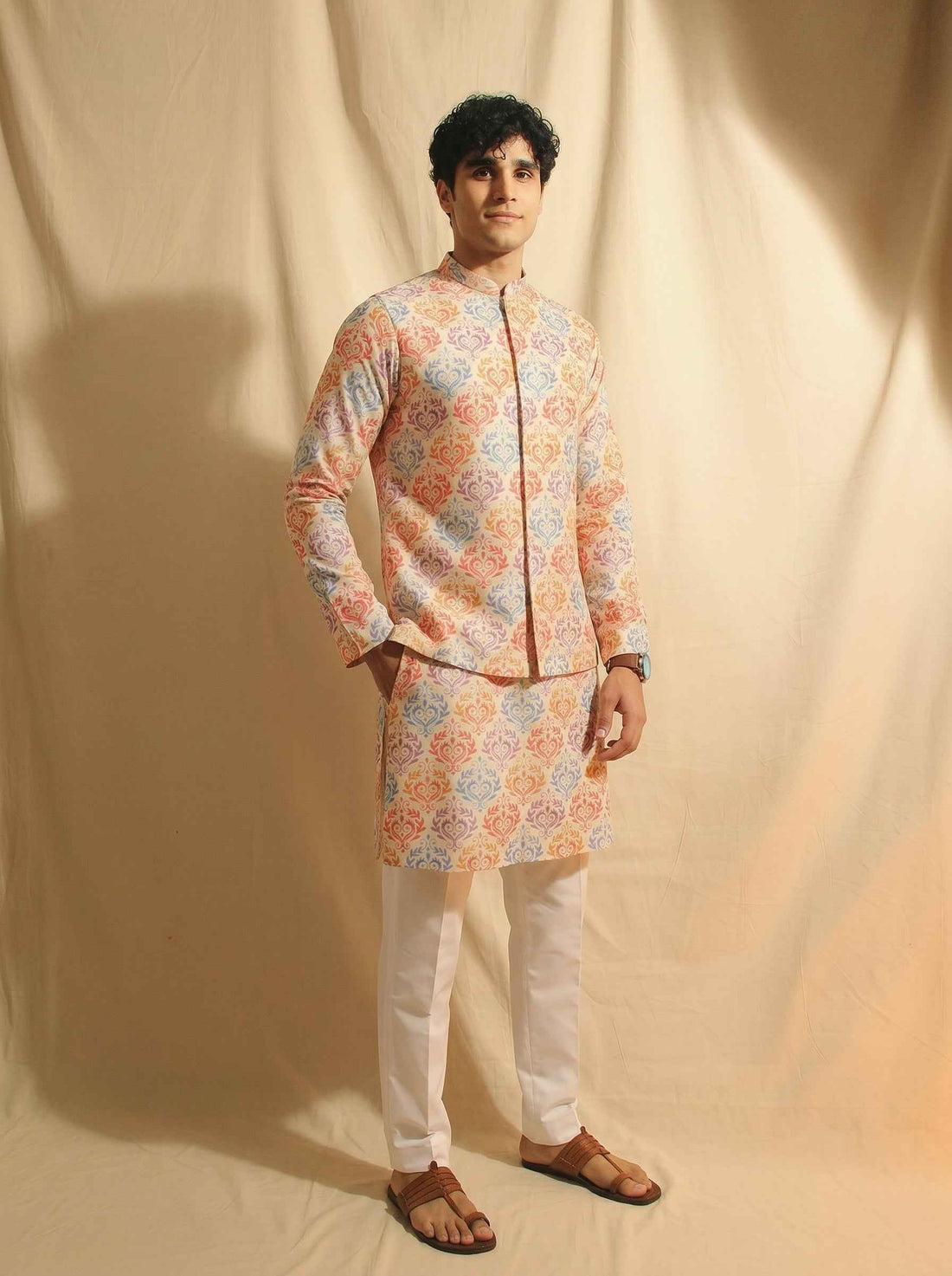 Aespen Cream Kurta Jacket Set For Men With Thread And Sequins Embroidery - Aespenfashion.com