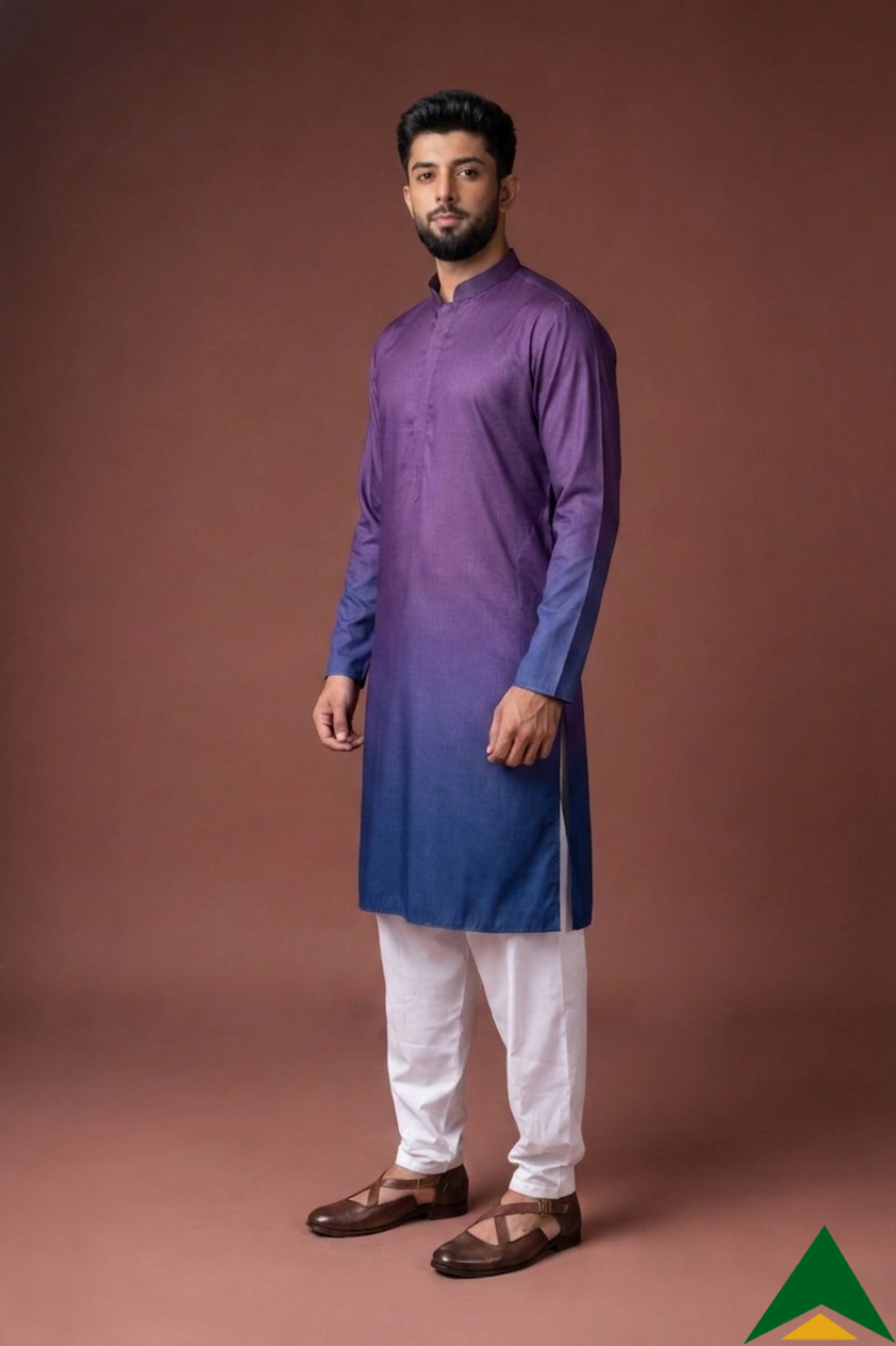 Aespen Purple and Indigo Ombre Kurta For Men