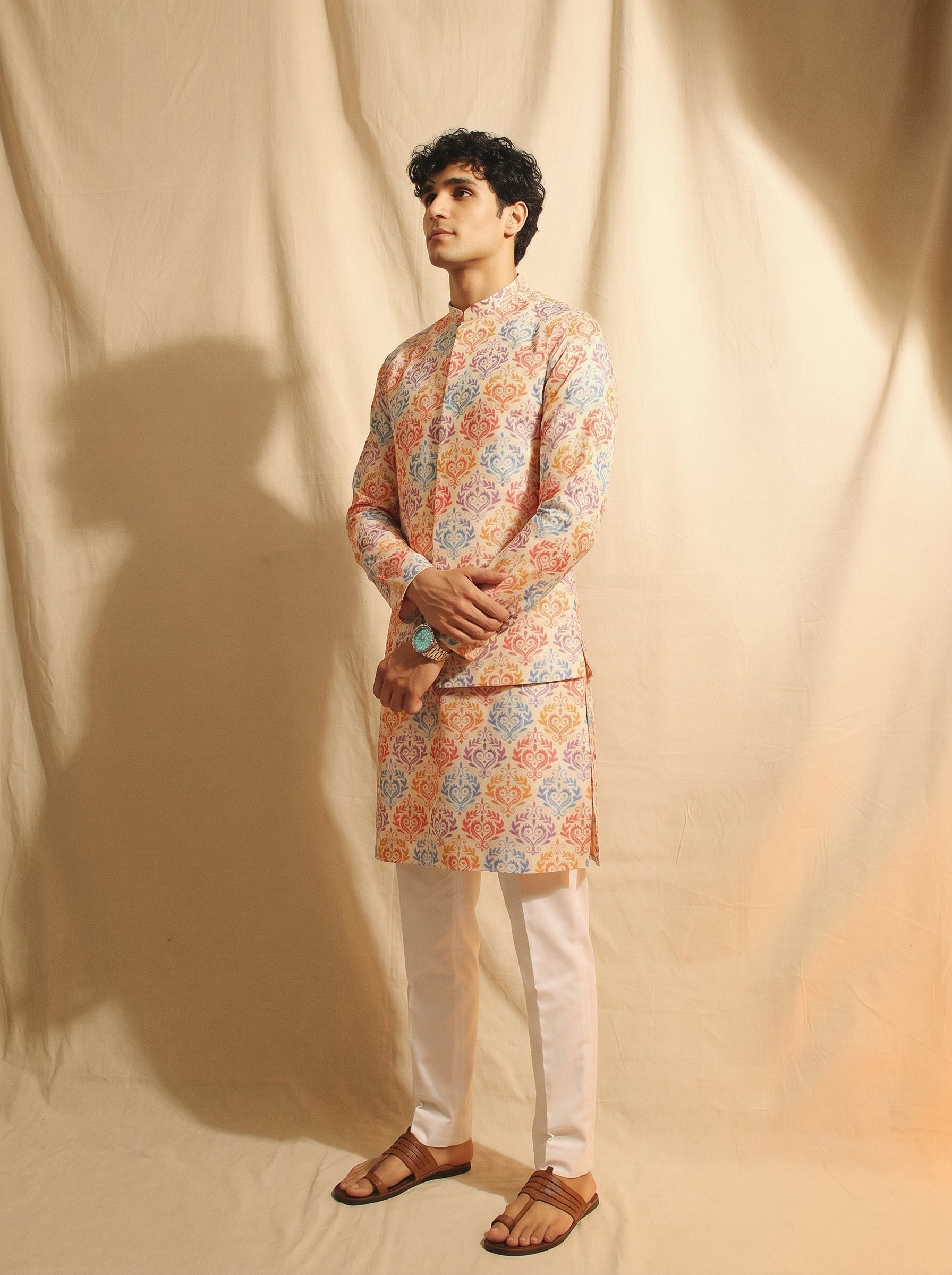 Aespen Cream Kurta Jacket Set For Men With Thread And Sequins Embroidery - Aespenfashion.com