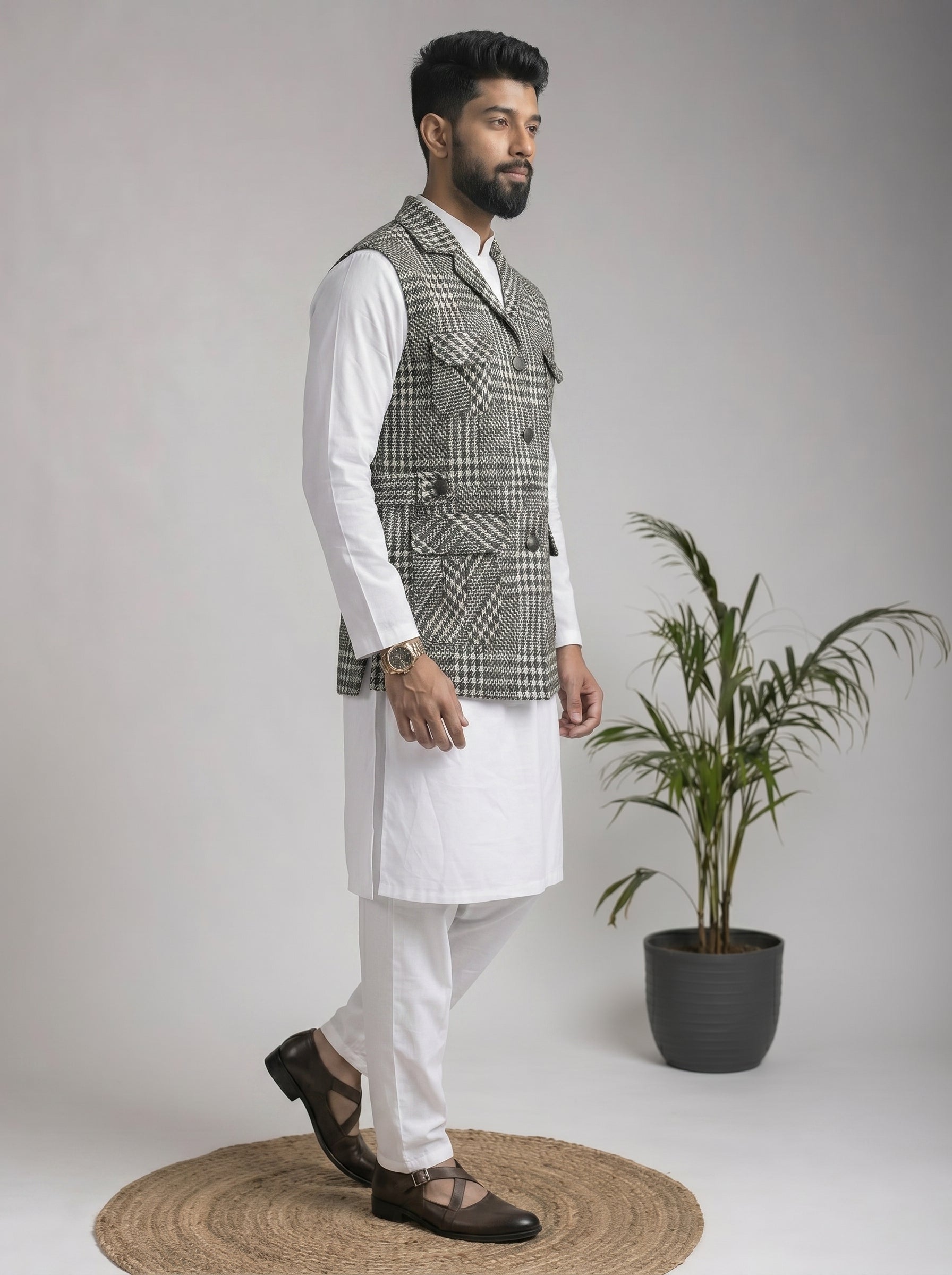 Aespen Tailored Fit Tweed BlazerJacket For Men With Houndstooth Pattern - Aespenfashion.com