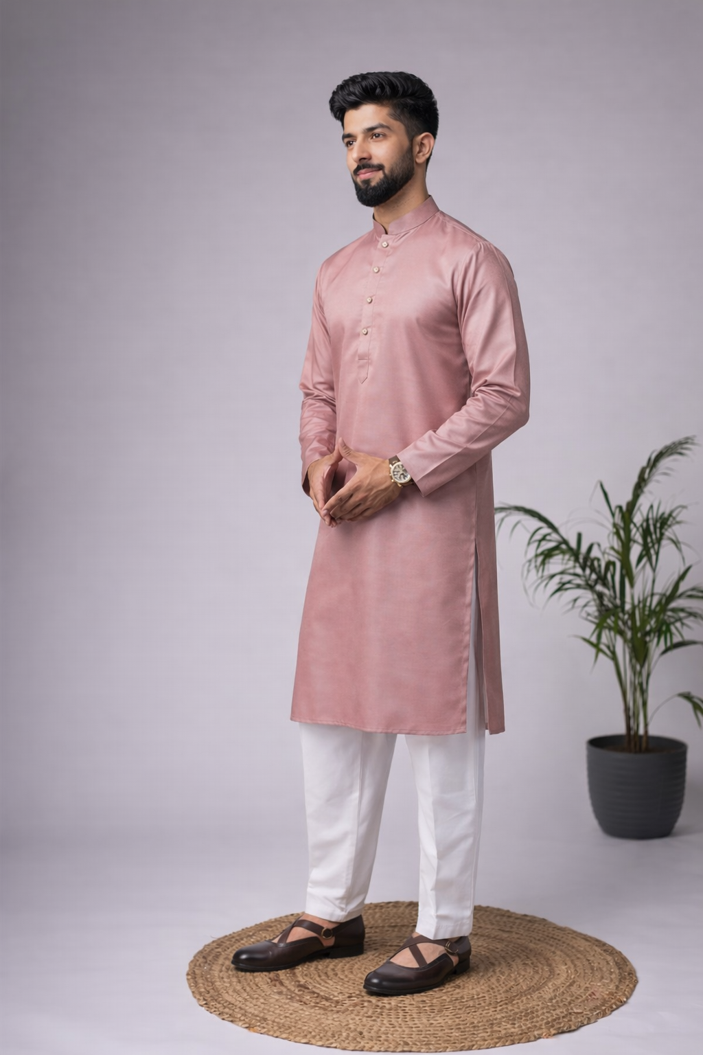 Aespen Premium Mauve Kurta For Men - Aespenfashion.com