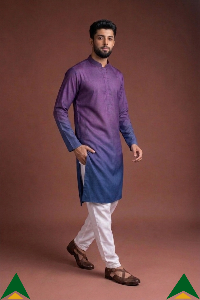 Aespen Purple and Indigo Ombre Kurta For Men