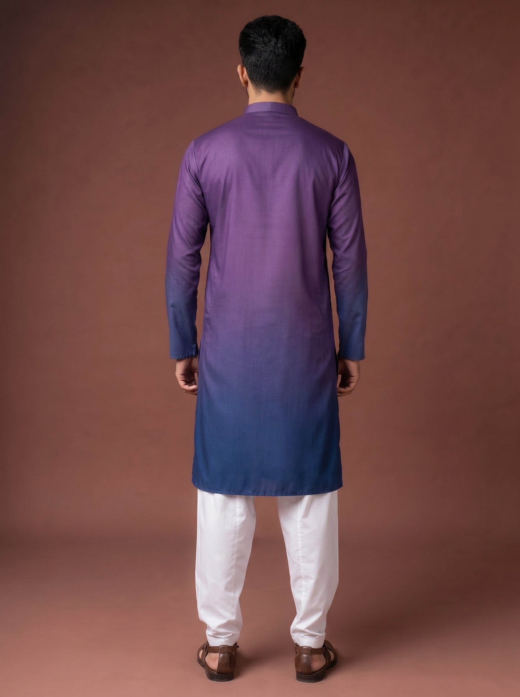 Aespen Purple and Indigo Ombre Kurta For Men - Aespenfashion.com
