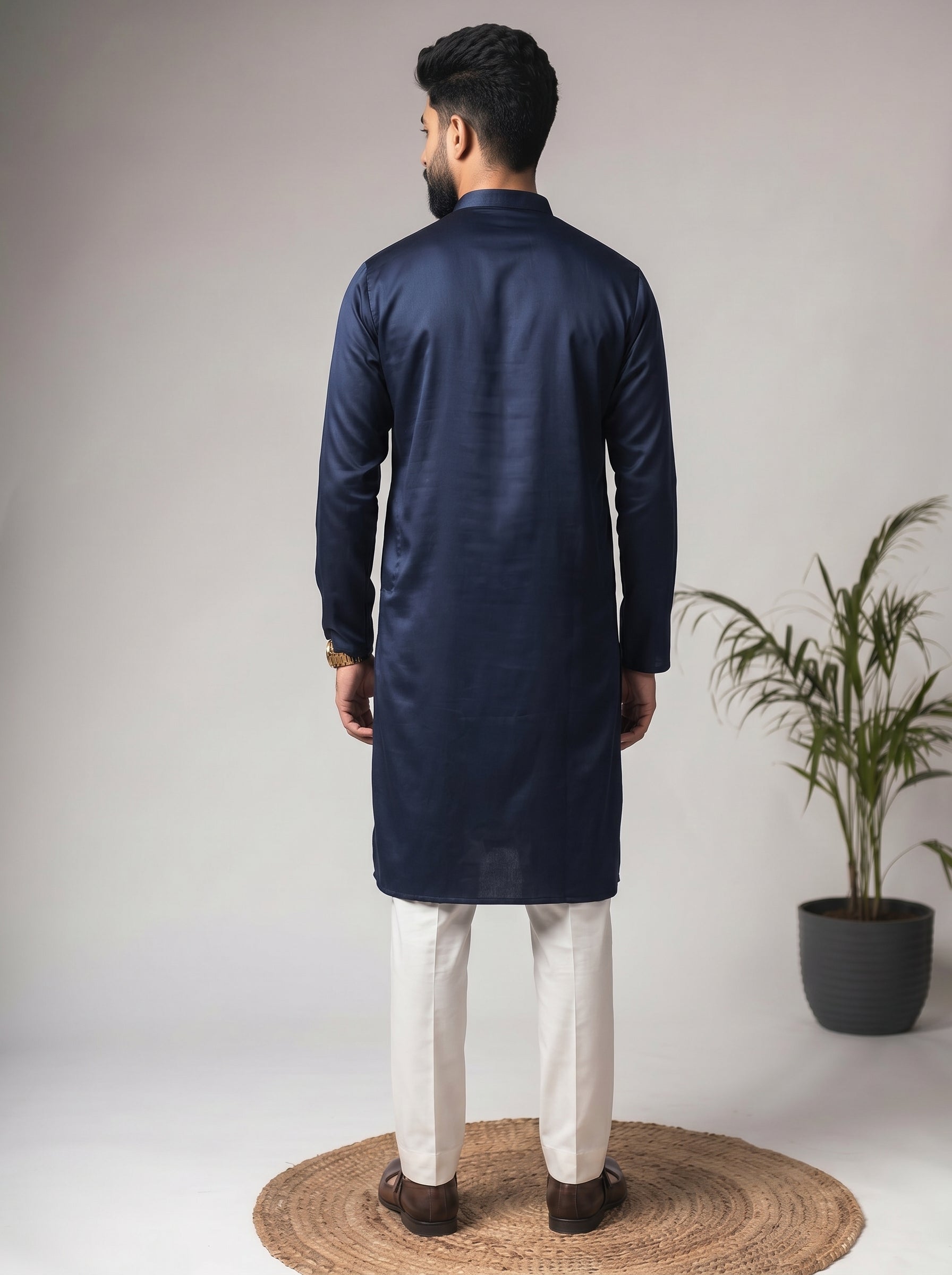Aespen  Classic Navy Kurta For Men - Aespenfashion.com