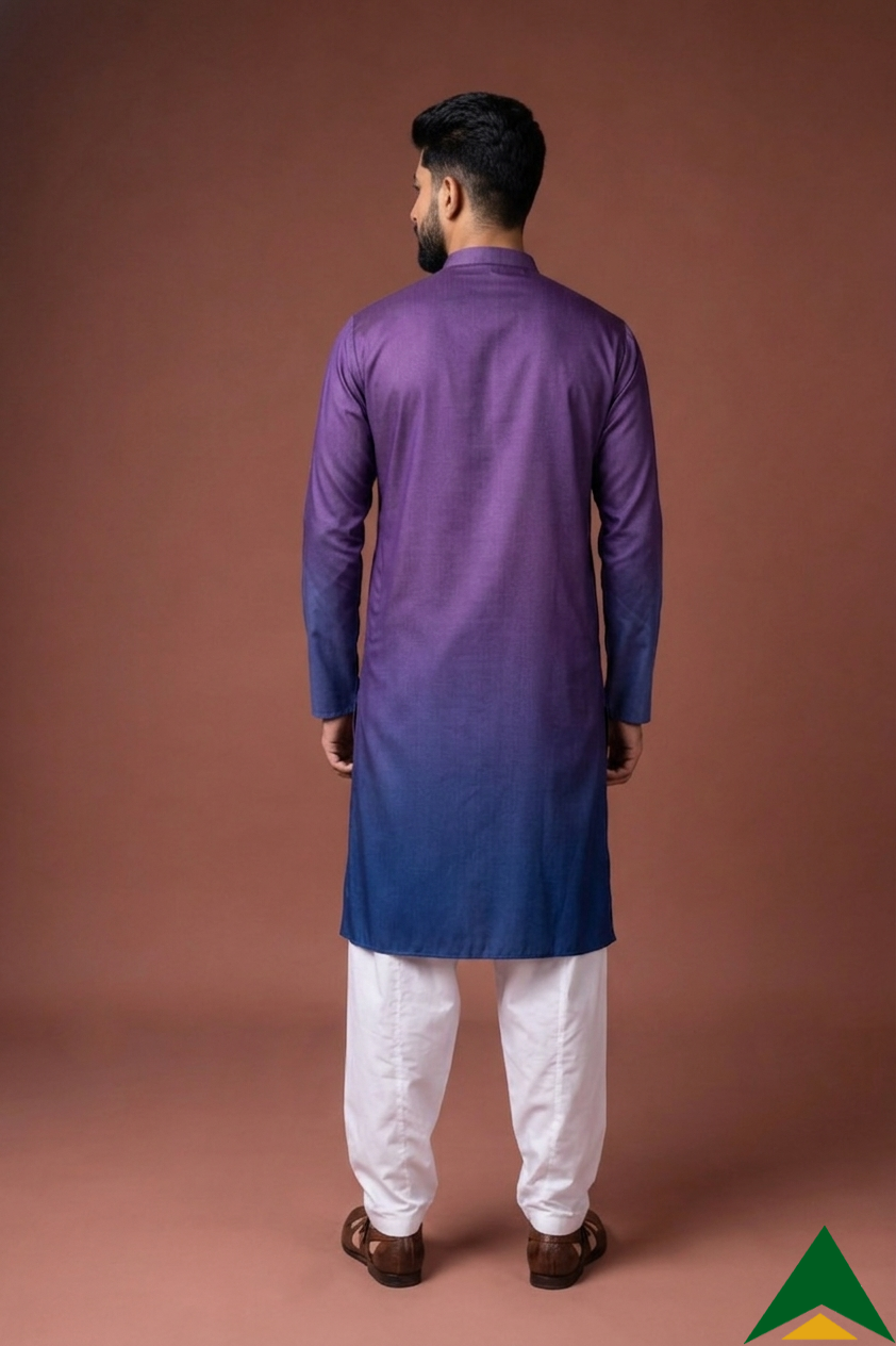 Aespen Purple and Indigo Ombre Kurta For Men