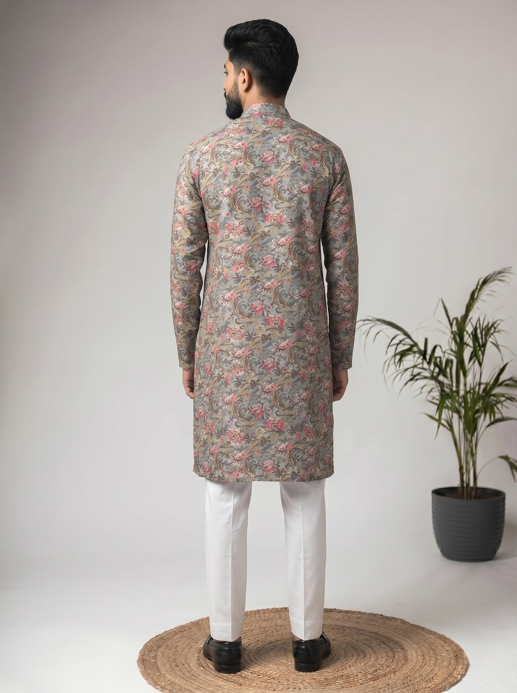 Aespen Olive Crepe Kurta For Men With Ethnic Motif - Aespenfashion.com