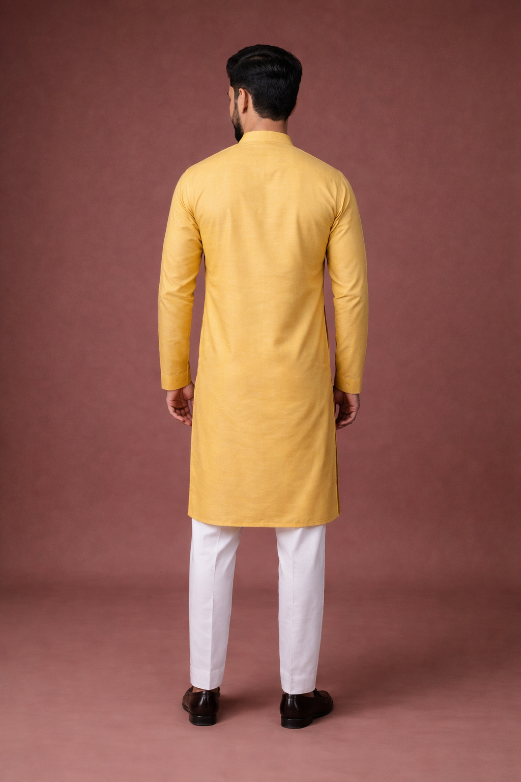 Aespen Premium Mustard Cotton Silk Kurta For Men - Aespenfashion.com