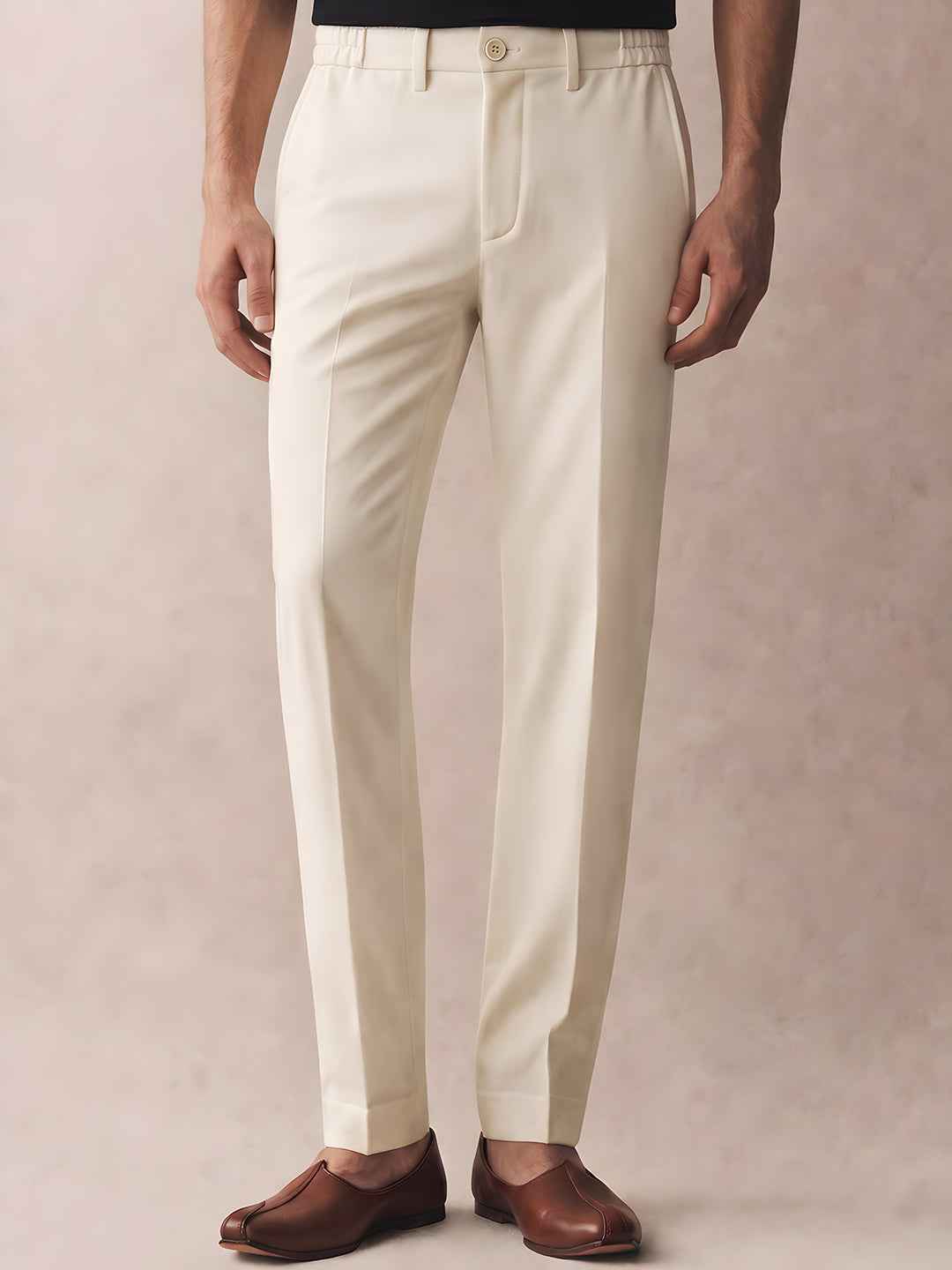 Aespen Tailored Beige Cream Smart Trousers - Aespenfashion.com