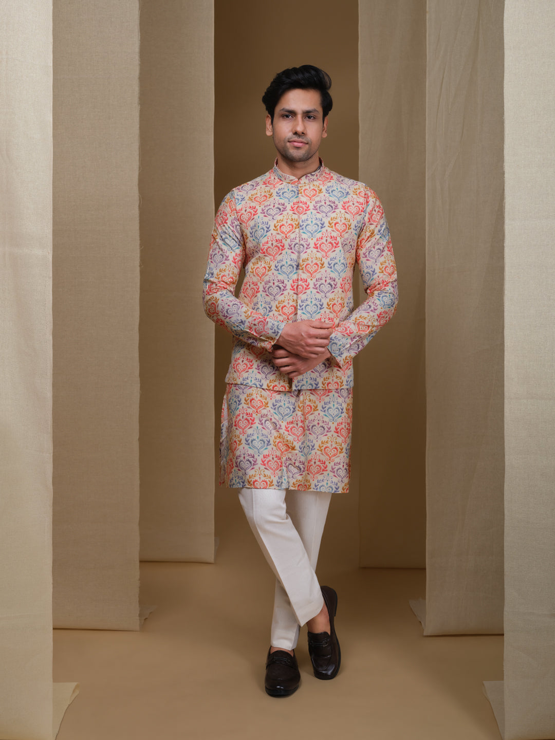 Aespen Cream Kurta Jacket Set For Men With Thread And Sequins Embroidery--aespenfashion.com-Aespen Fashion