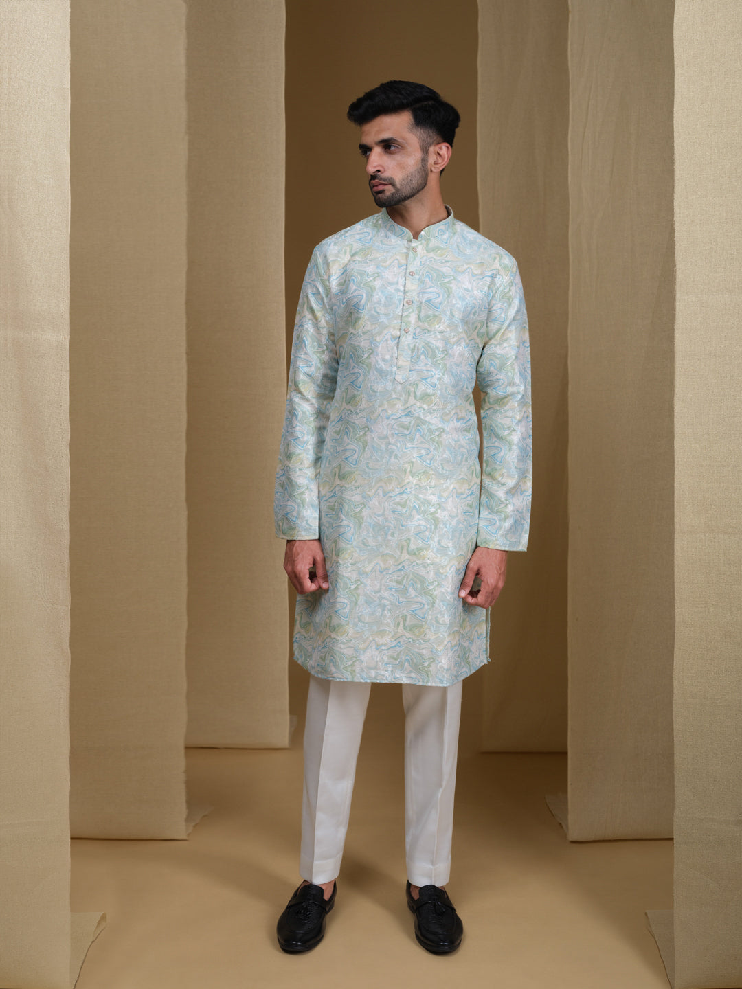 Aespen MultiColor Jacquard Kurta For Men With Abstract Print--aespenfashion.com-Aespen Fashion