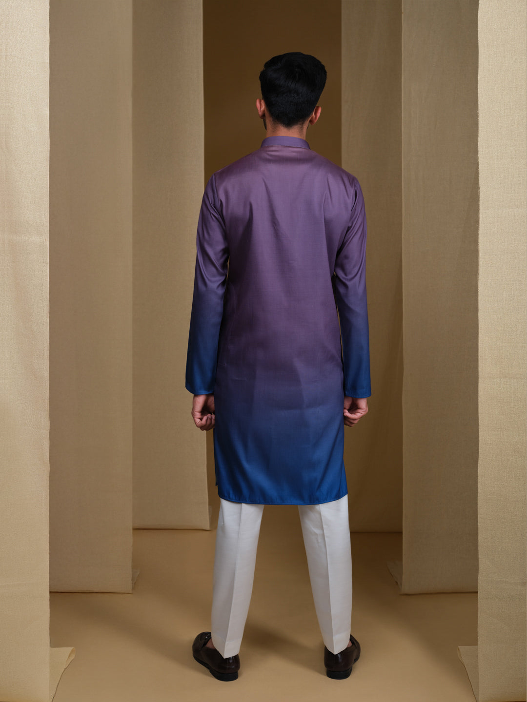 Aespen Purple and Indigo Ombre Kurta For Men--aespenfashion.com-Aespen Fashion