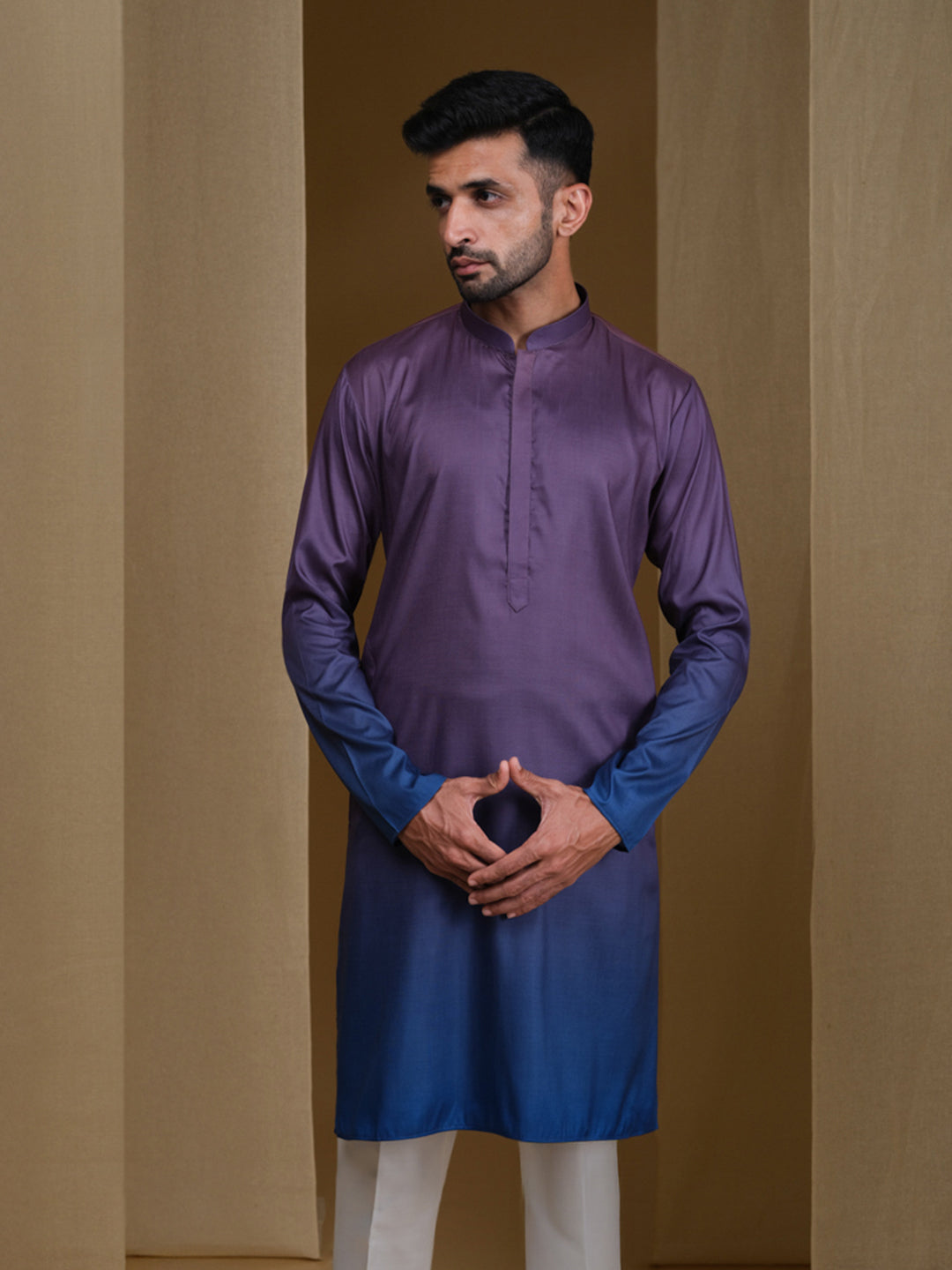 Aespen Purple and Indigo Ombre Kurta For Men--aespenfashion.com-Aespen Fashion