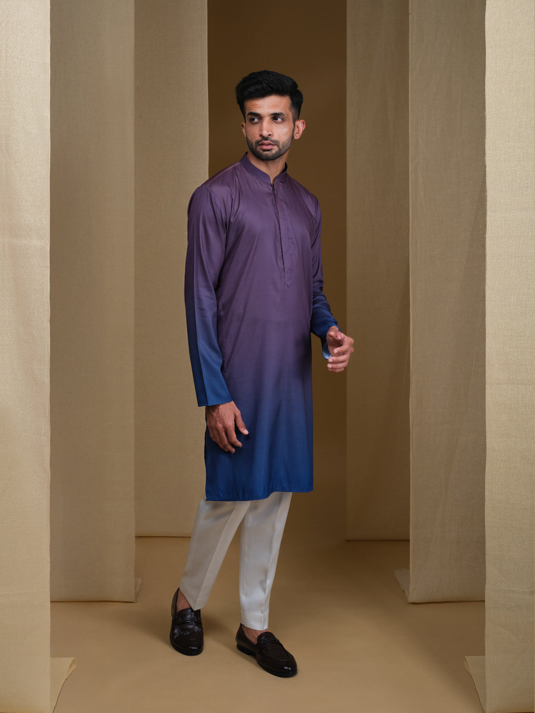 Aespen Purple and Indigo Ombre Kurta For Men--aespenfashion.com-Aespen Fashion