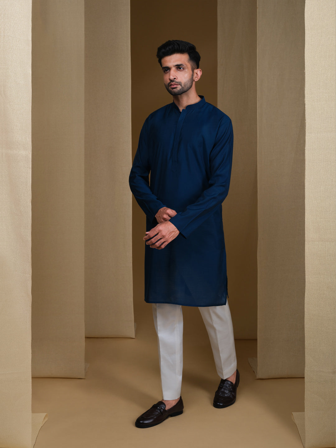 Aespen  Classic Teal Cotton Silk Kurta For Men--aespenfashion.com-Aespen Fashion