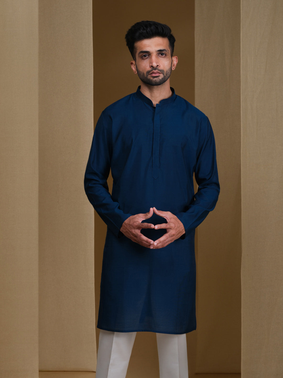 Aespen  Classic Teal Cotton Silk Kurta For Men--aespenfashion.com-Aespen Fashion