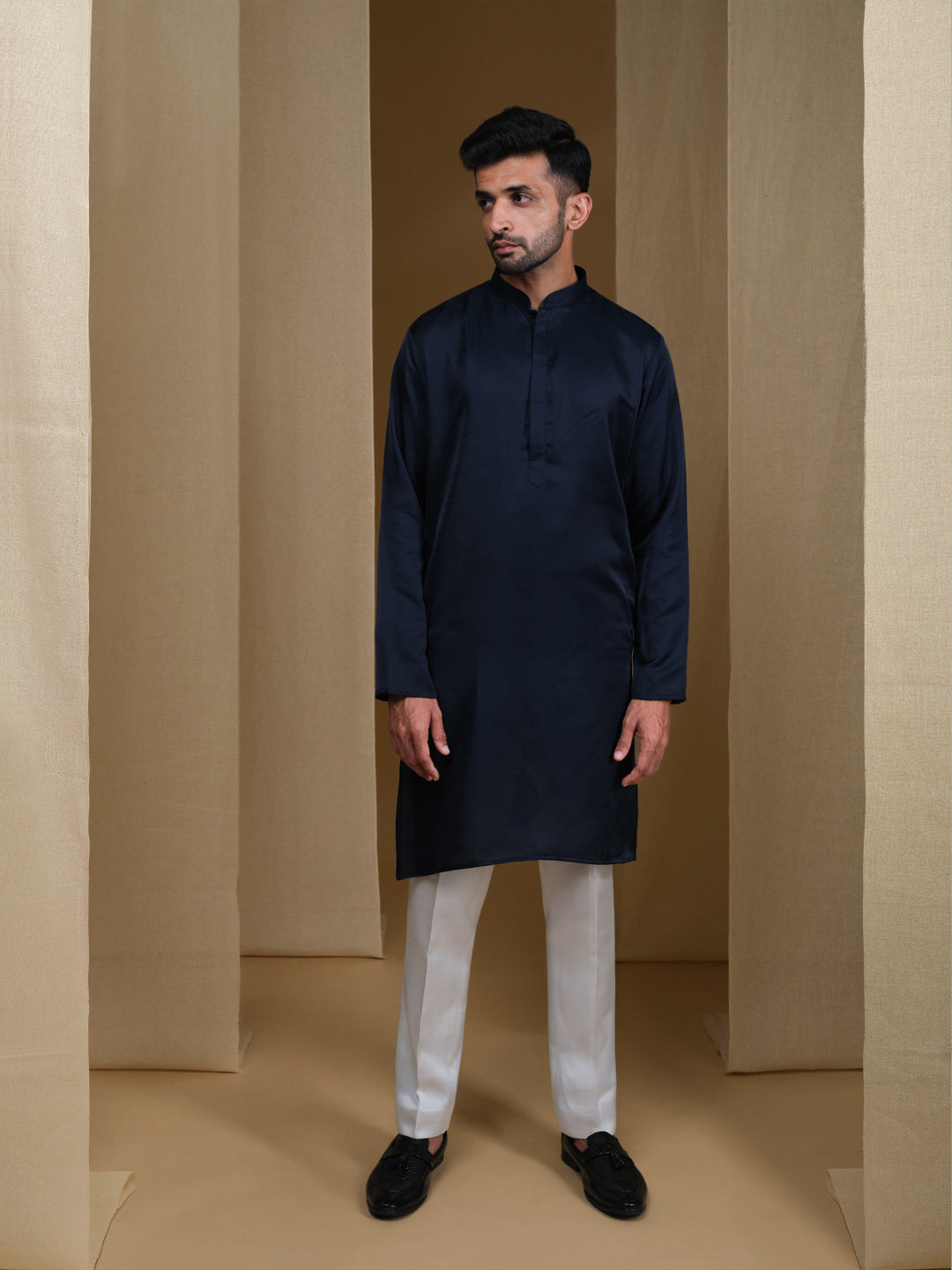Aespen  Classic Navy Kurta For Men--aespenfashion.com-Aespen Fashion