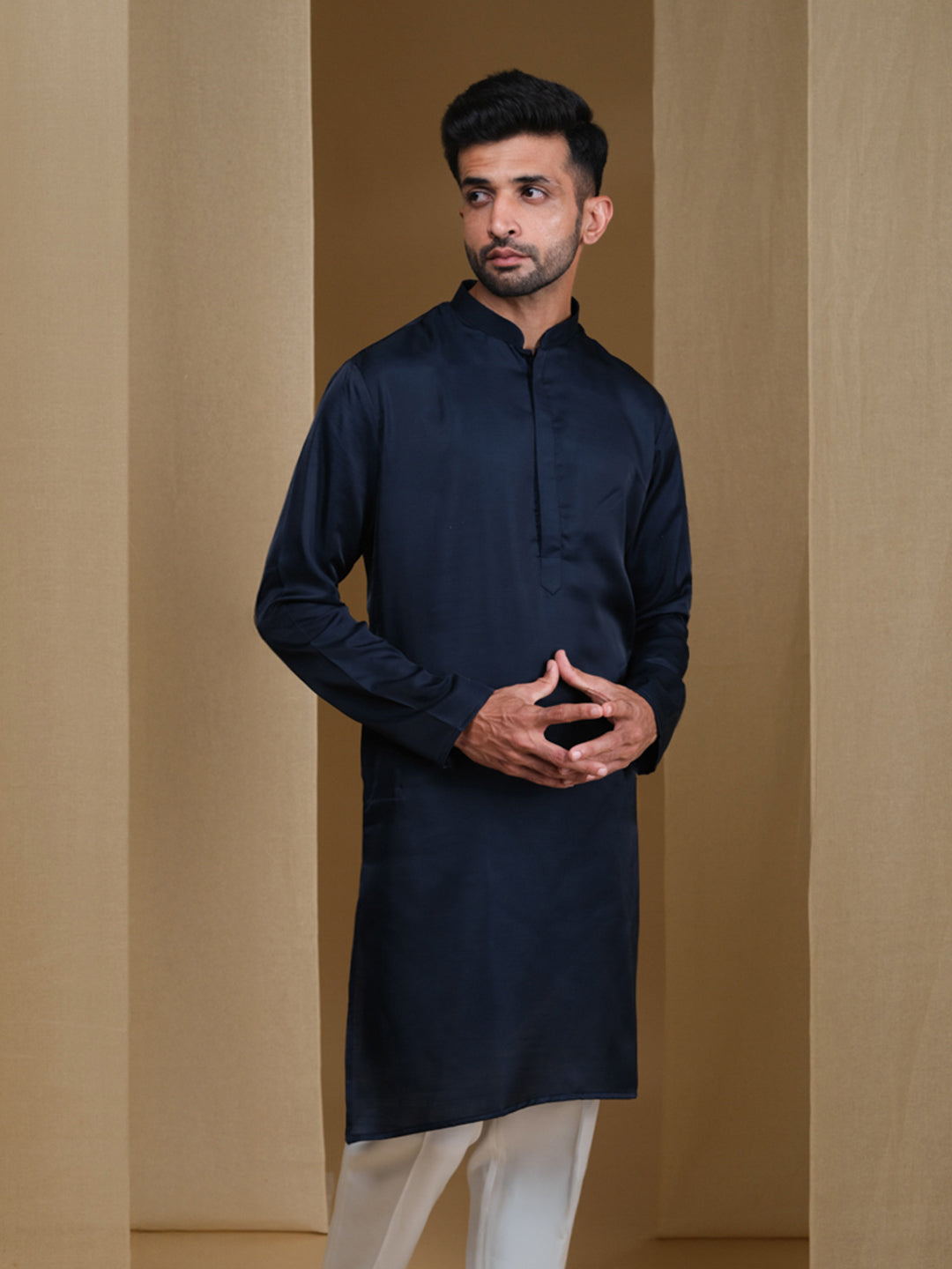 Aespen  Classic Navy Kurta For Men--aespenfashion.com-Aespen Fashion