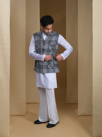 Aespen Tailored Fit Tweed BlazerJacket For Men With Houndstooth Pattern--aespenfashion.com-Aespen Fashion