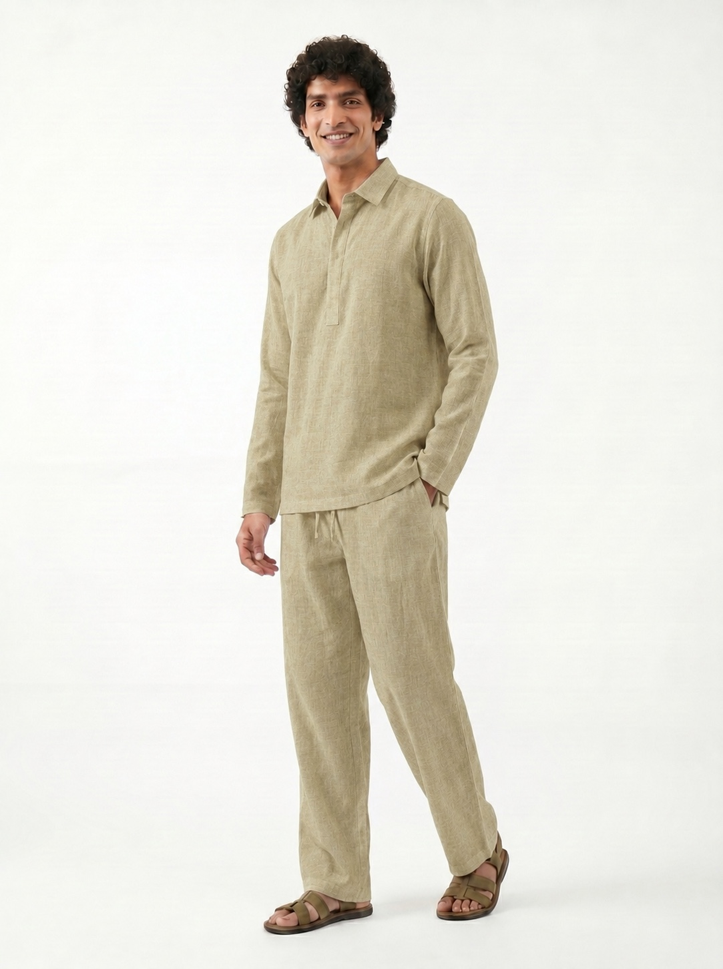 Aespen Green Linen Kurta Pant for Men - Stylish and Comfortable Attire