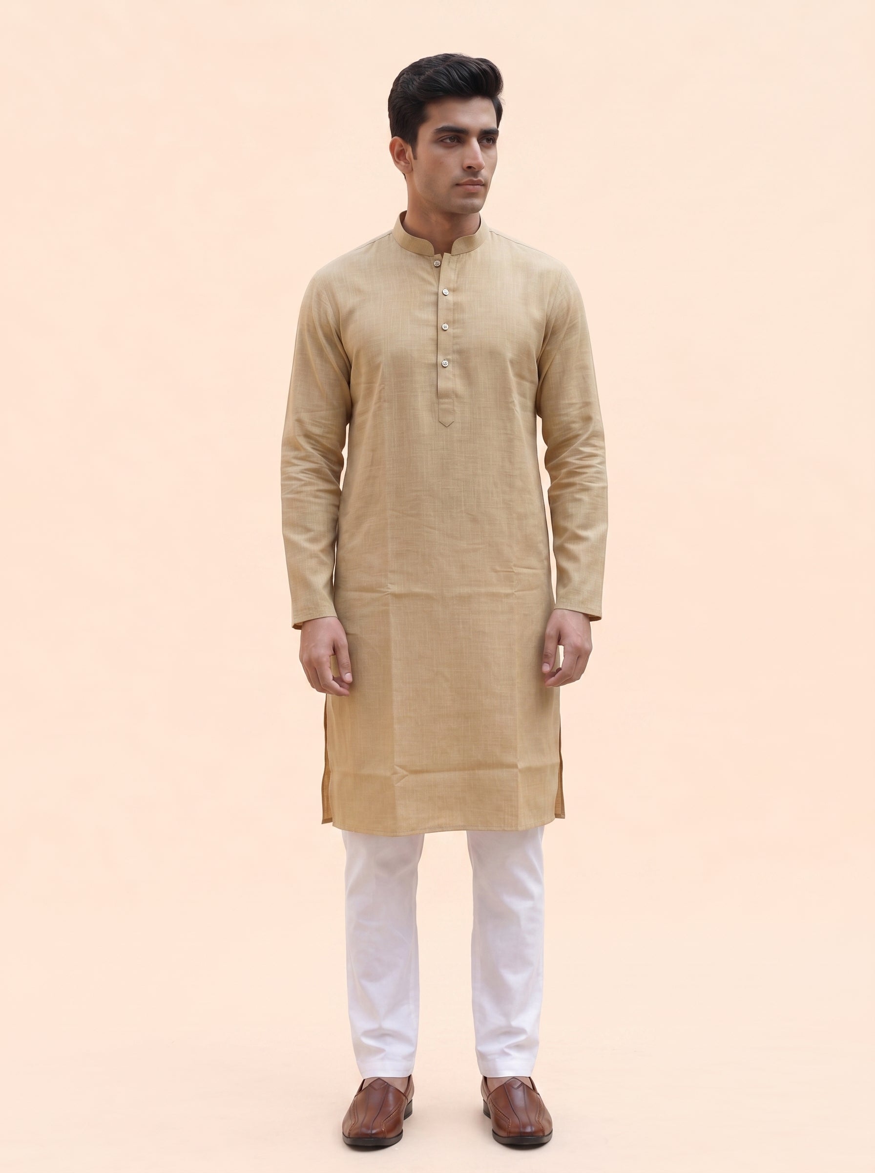 Aespen Sandstone Beige Kurta Pant for Mens - Aespenfashion.com