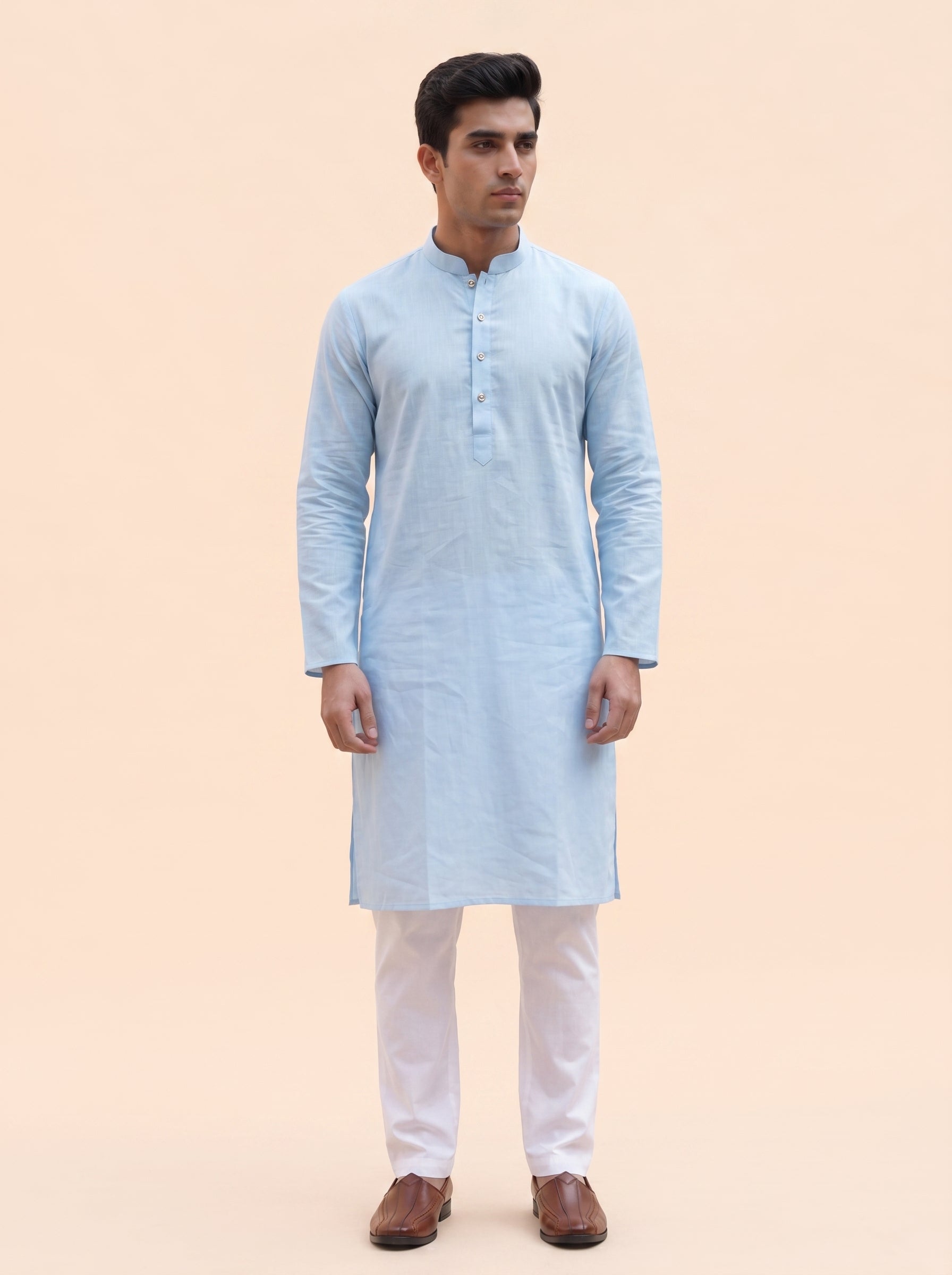 Aespen Sky Blue Elegance Kurta Pant for Mens - Aespenfashion.com