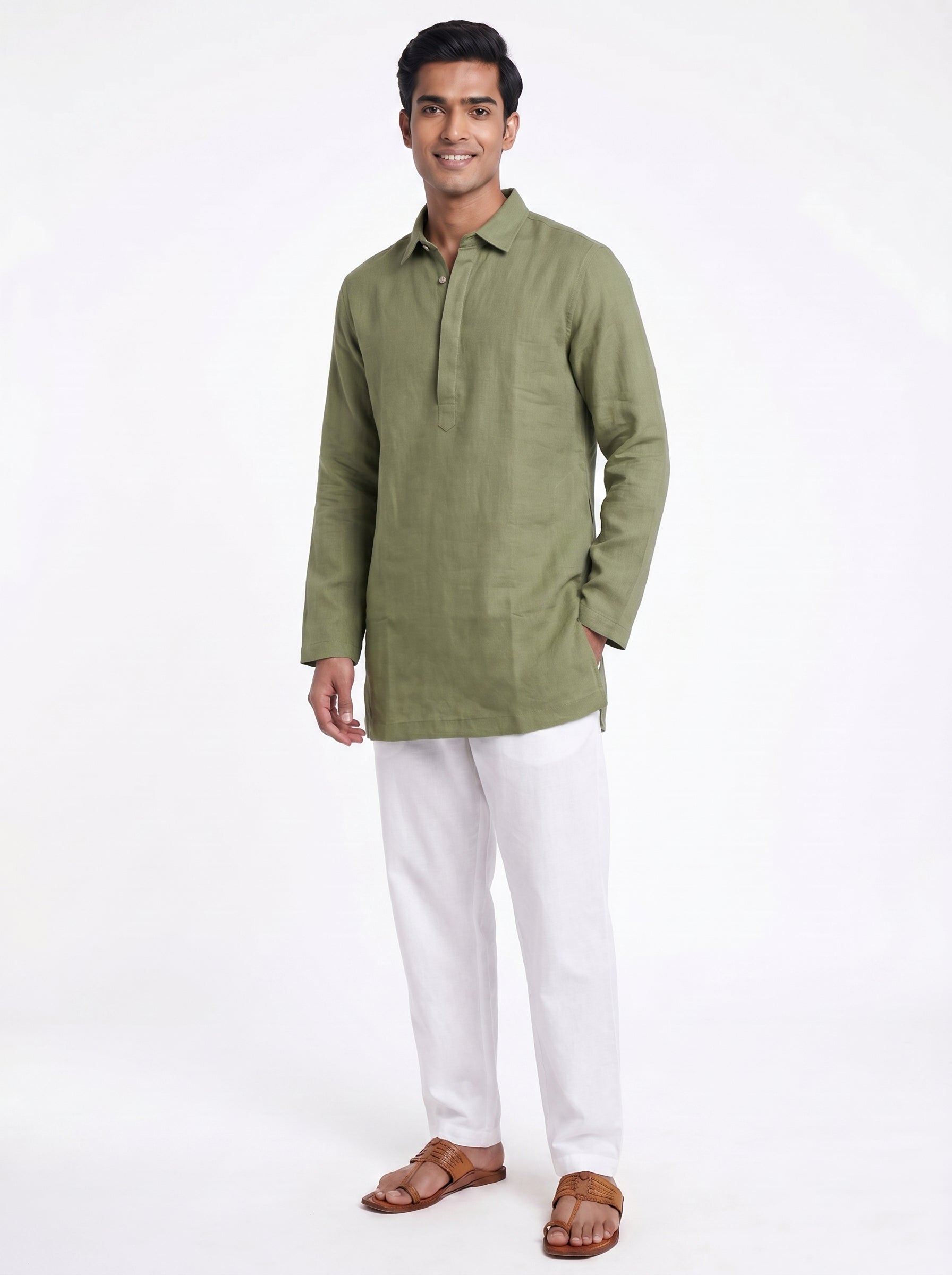 Aespen Dark Green Linen Kurta Pant Men - Stylish Comfort and Versatile Style