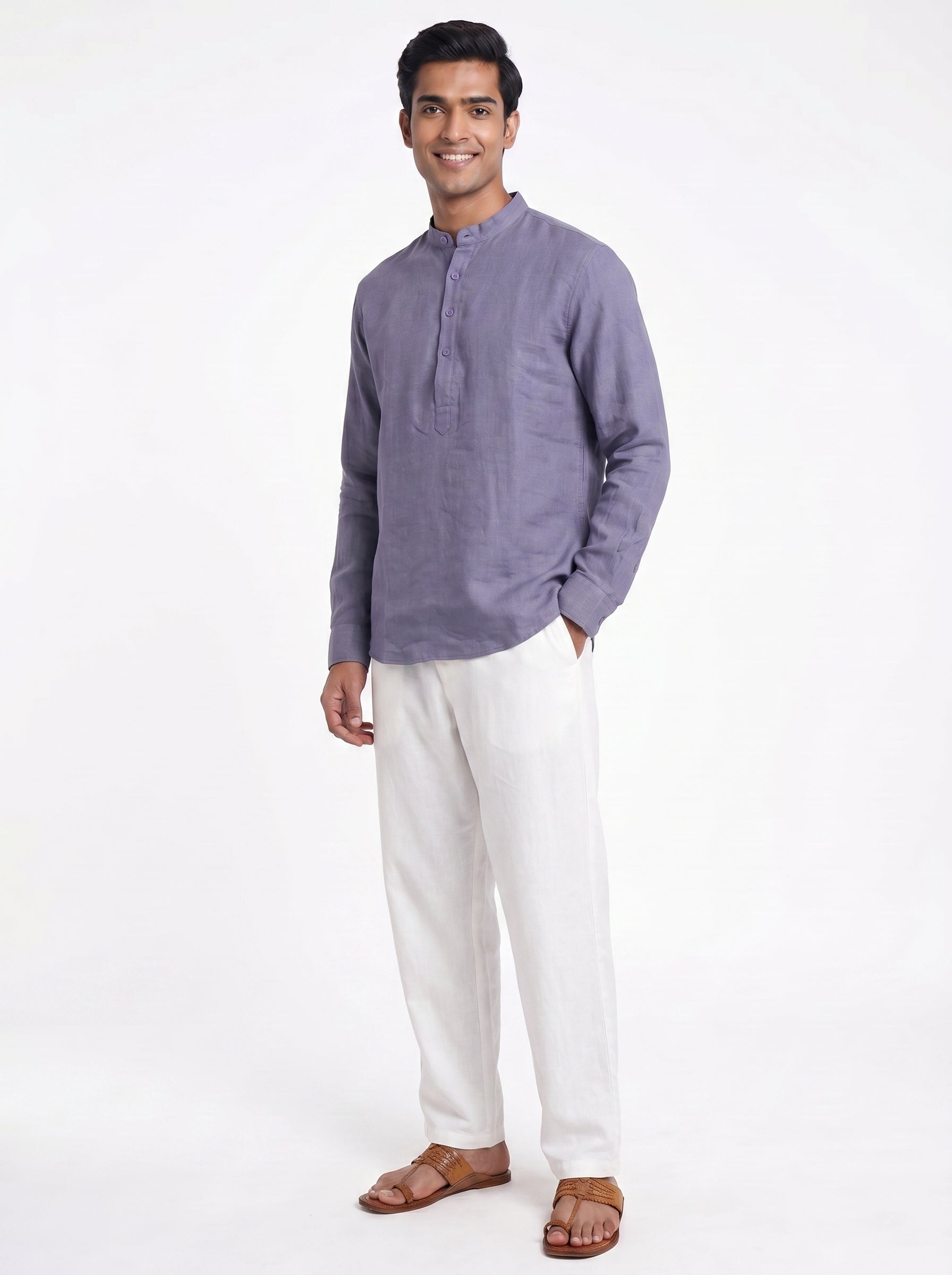 Aespen Blue Linen Kurta Pant for Men - Stylish Comfort for All Occasions