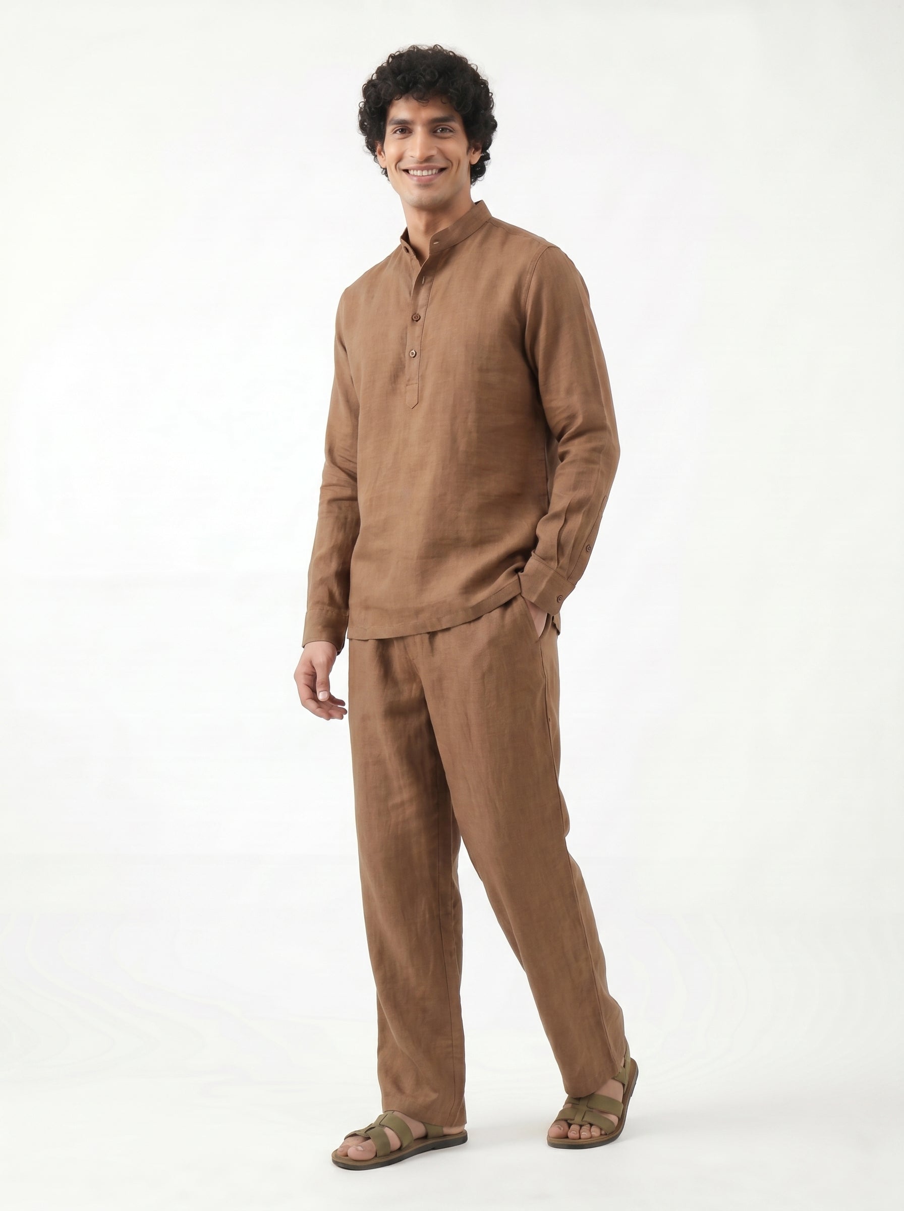 Aespen Brown Linen Kurta Pant for Men - Stylish and Comfortable Attire