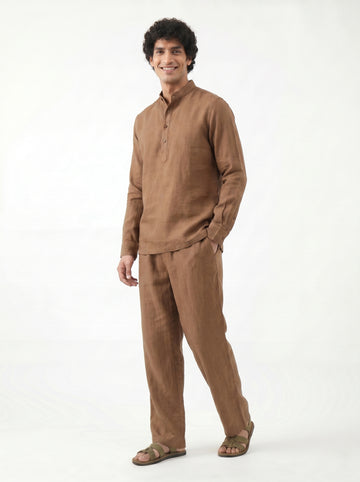 Aespen Brown Linen Kurta Pant for Men - Stylish and Comfortable Attire