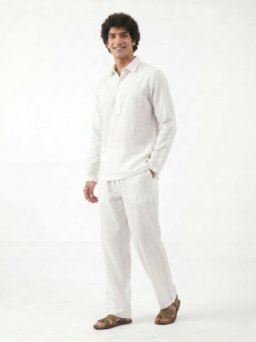 Aespen White Linen Kurta Pant for Men - Stylish and Comfortable Ethnic Wear