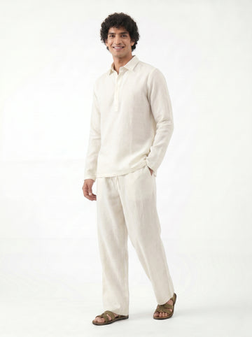 Aespen Off White Linen Kurta Pant for Men - Elegant and Comfortable Short Attire
