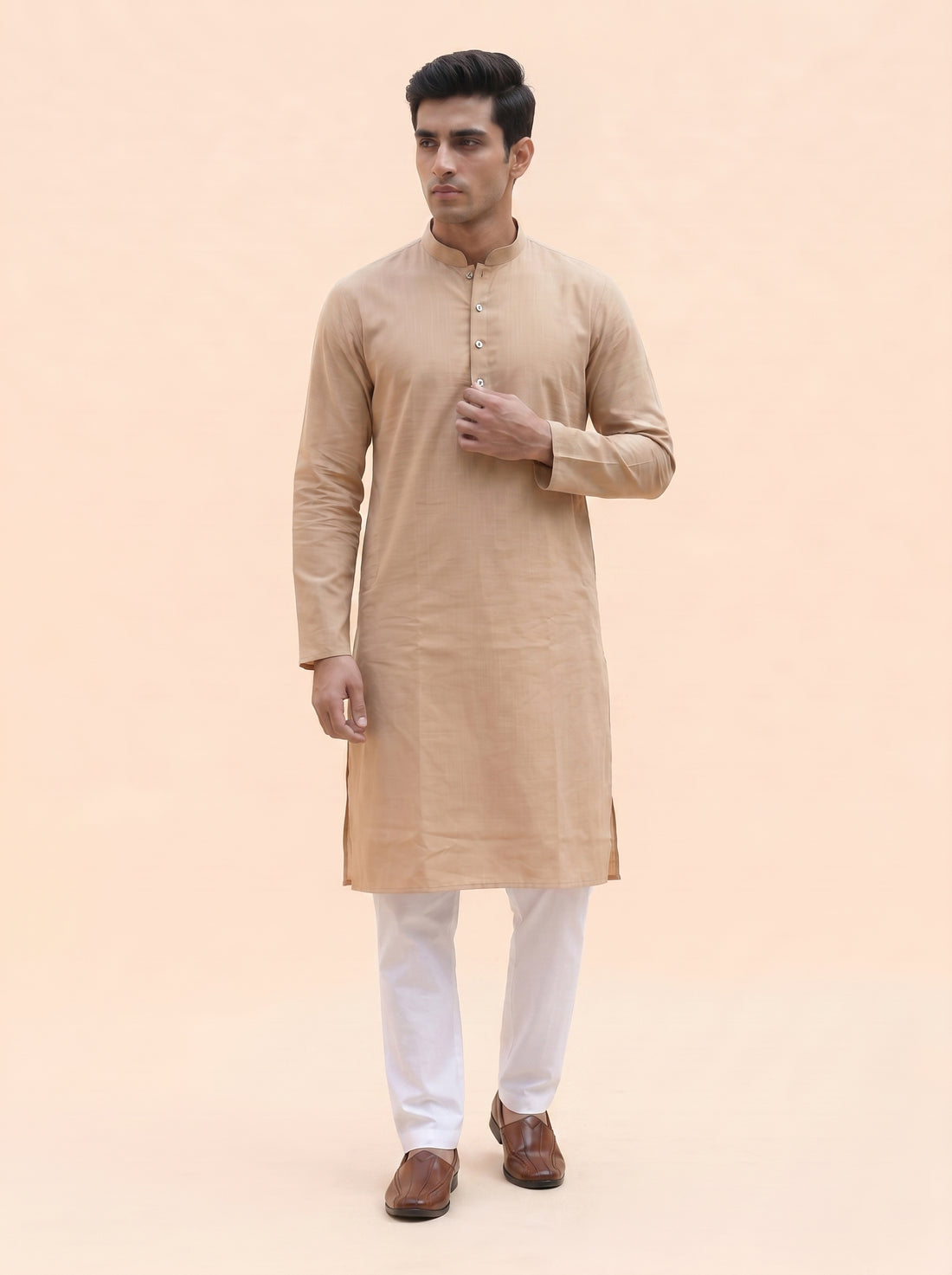 Aespen Classic Beige Kurta Pant for Mens - Aespenfashion.com