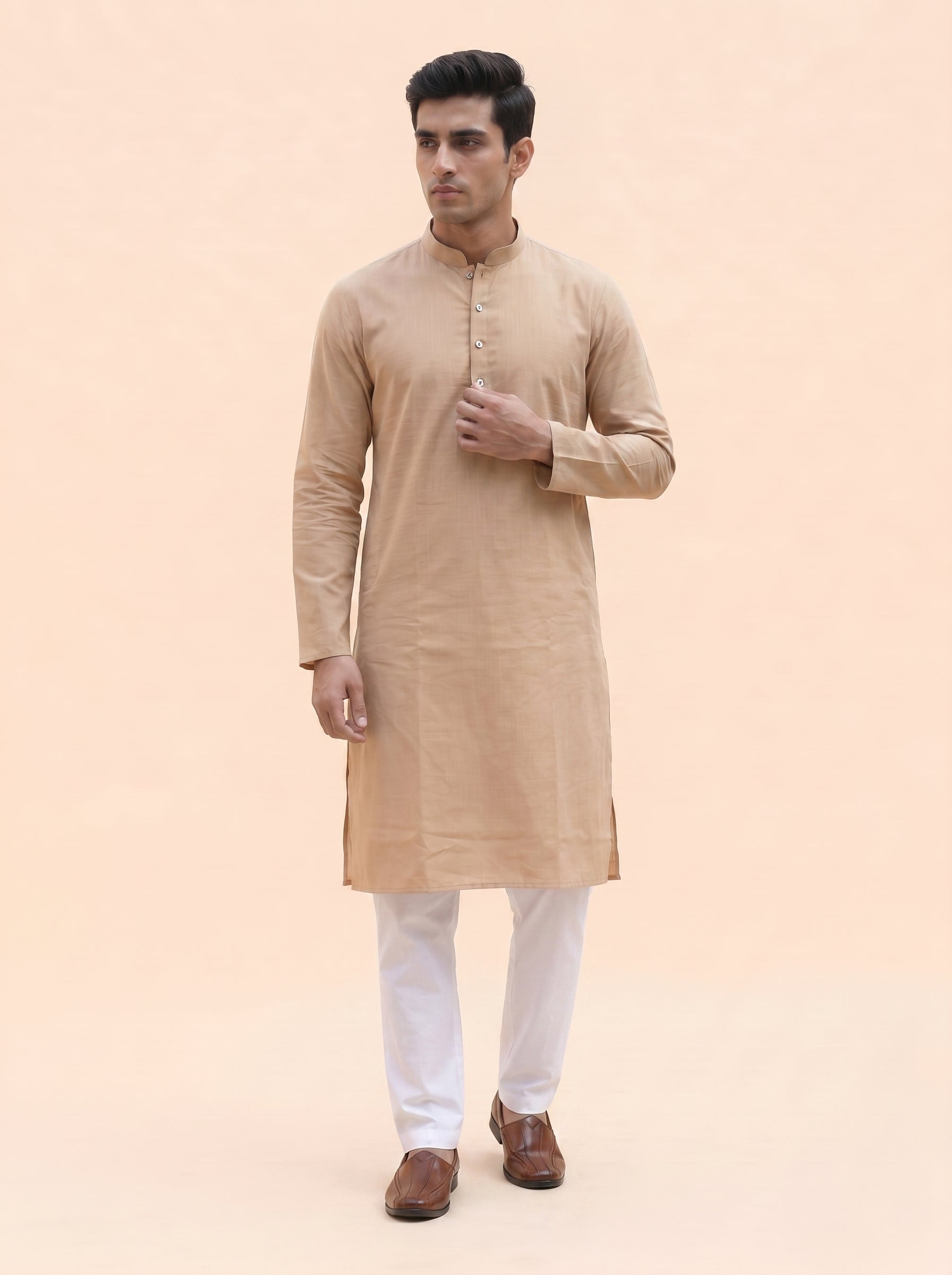 Aespen Classic Beige Kurta Pant for Mens - Aespenfashion.com