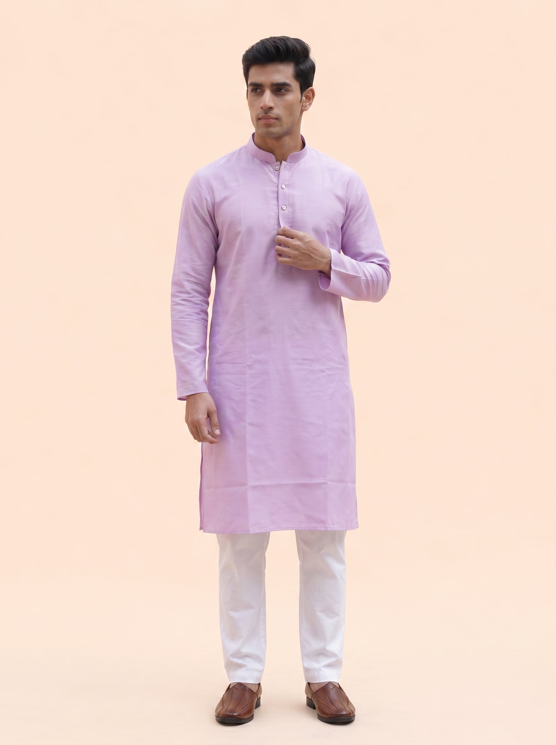 Aespen Lavender Luxe Kurta Pant Set for Men - Aespenfashion.com
