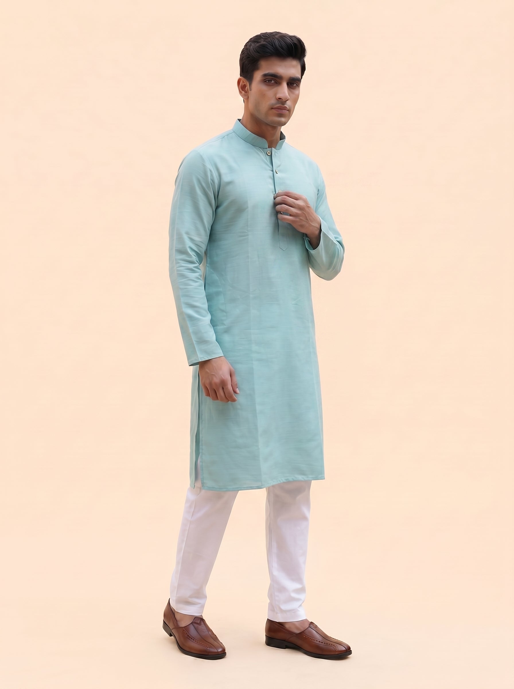 Aespen Aqua Mist Kurta Pant for Mens - Aespenfashion.com