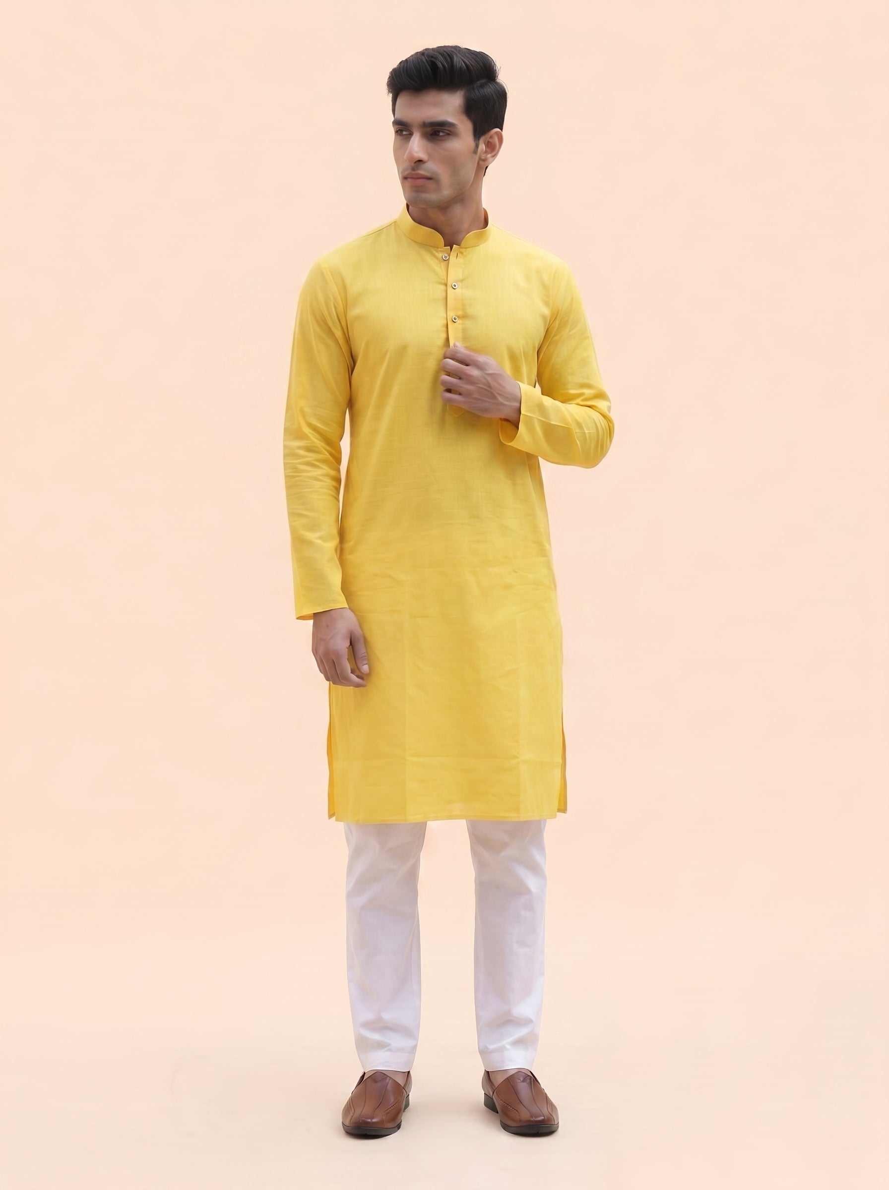 Aespen Sunray Yellow Kurta Pant for Mens - Aespenfashion.com