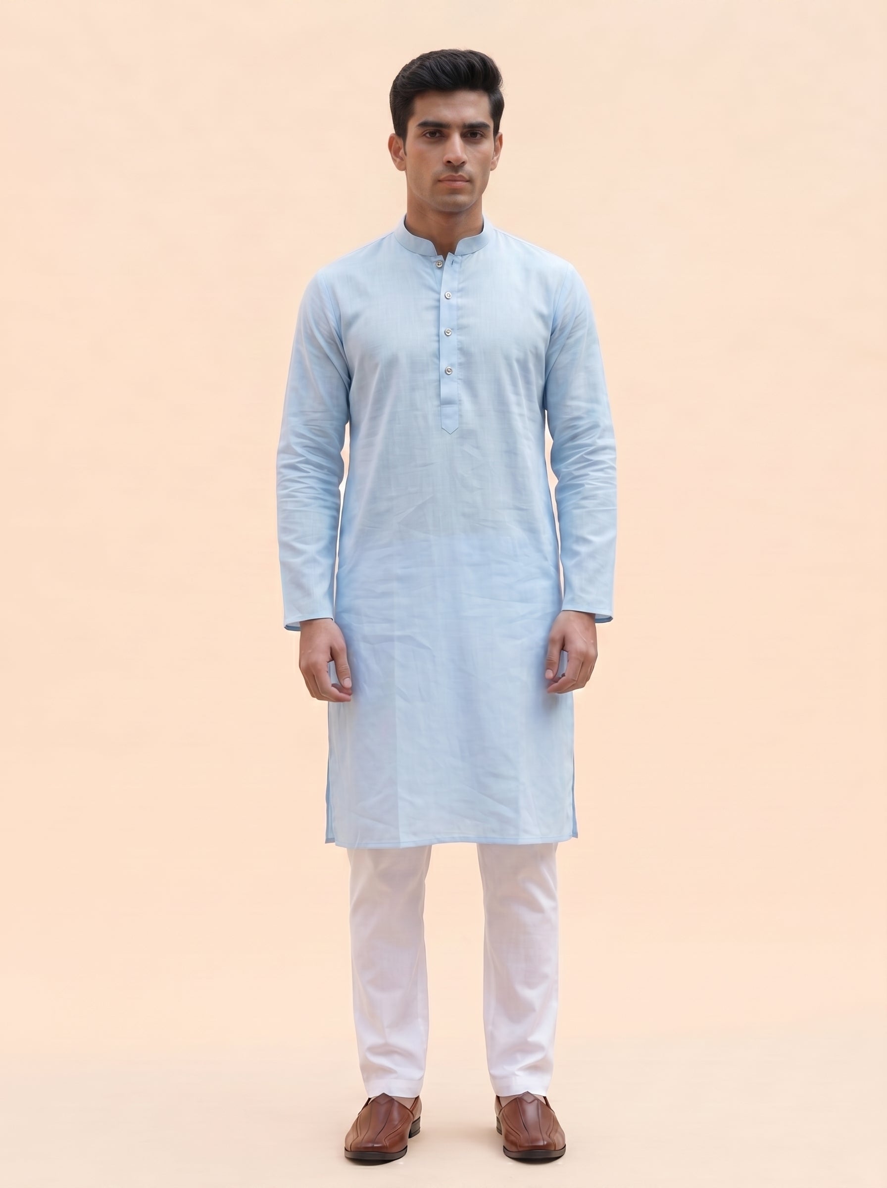 Aespen Sky Blue Elegance Kurta Pant for Mens - Aespenfashion.com