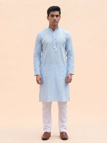 Aespen Sky Blue Elegance Kurta Pant for Mens - Aespenfashion.com