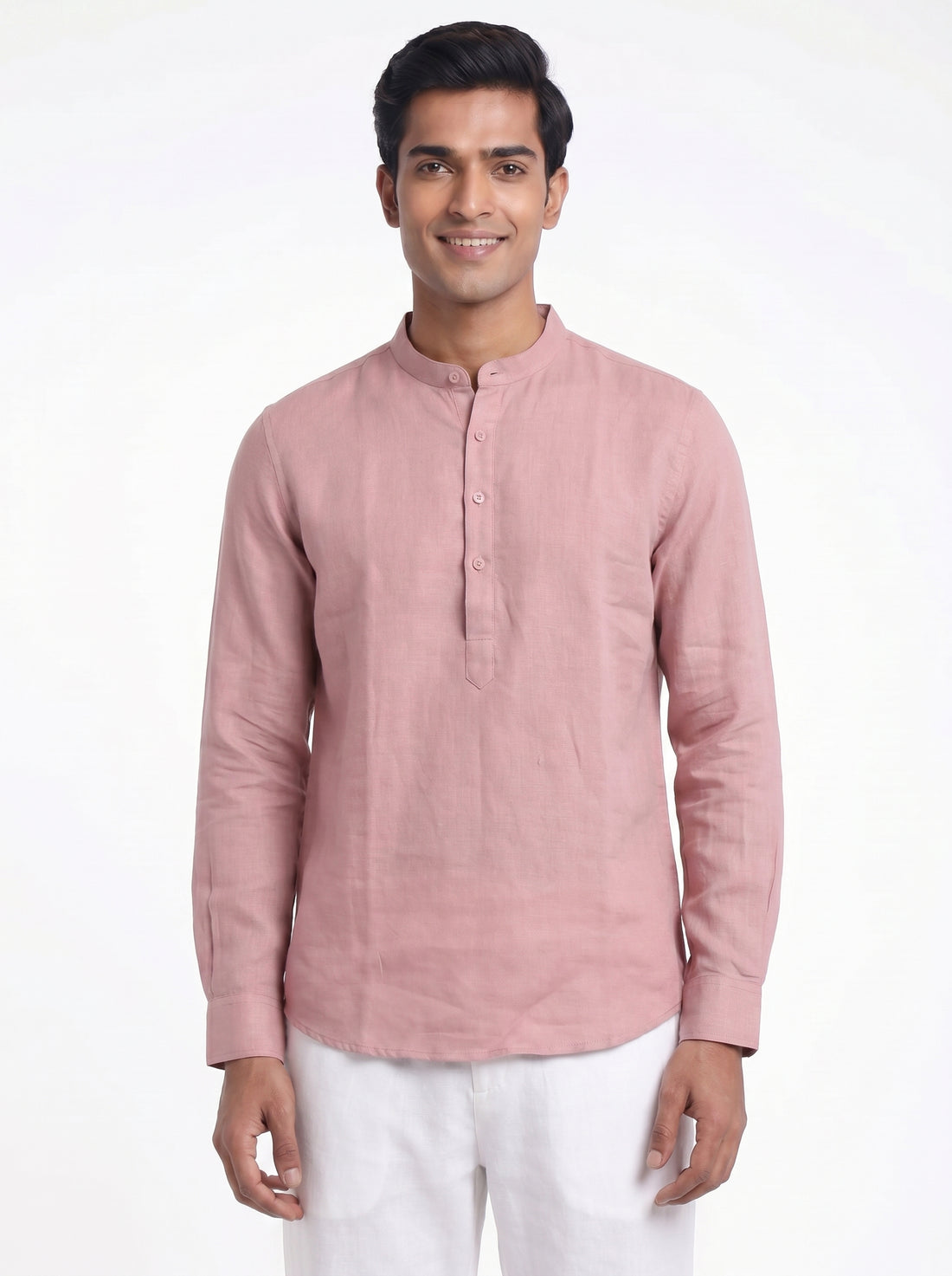 Aespen Pink Linen Kurta for Men - Stylish Short Pant Set