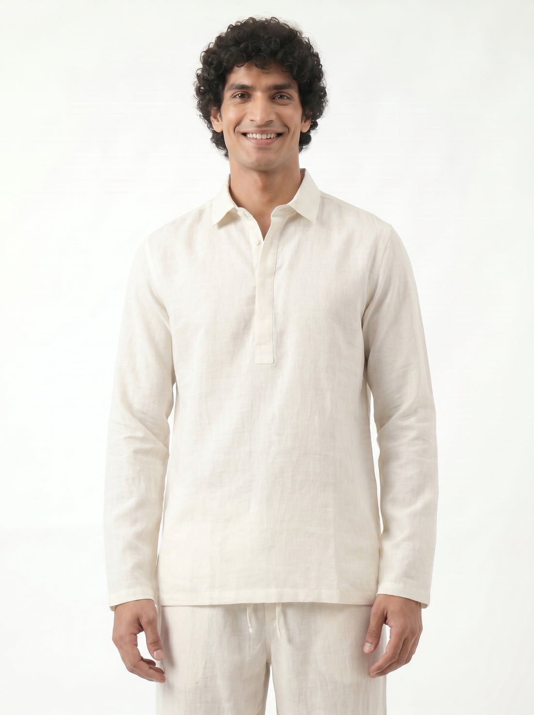 Aespen Off White Linen Kurta Pant for Men - Elegant and Comfortable Short Attire