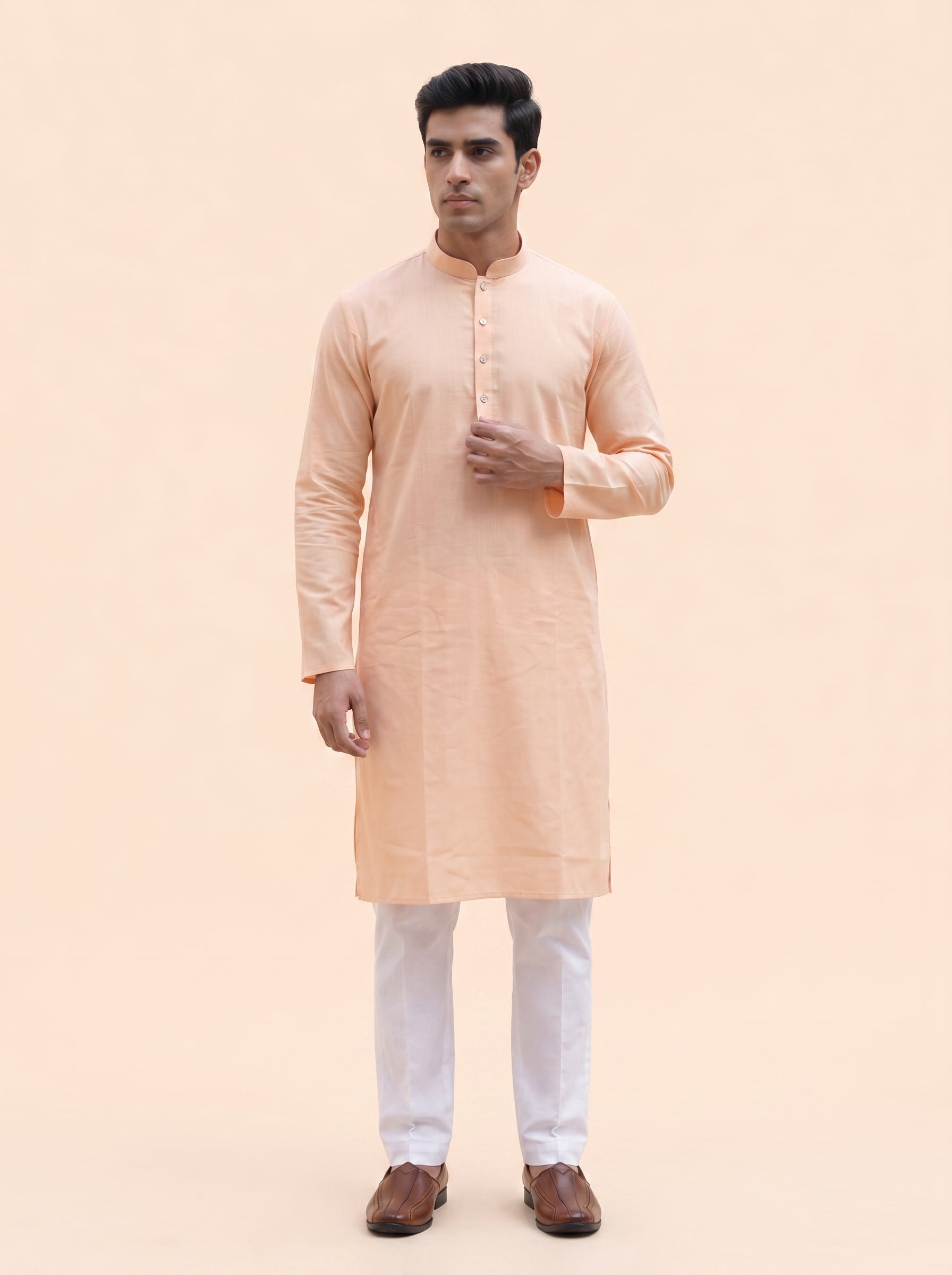 Aespen Peach Aura Kurta Pant for Mens - Aespenfashion.com