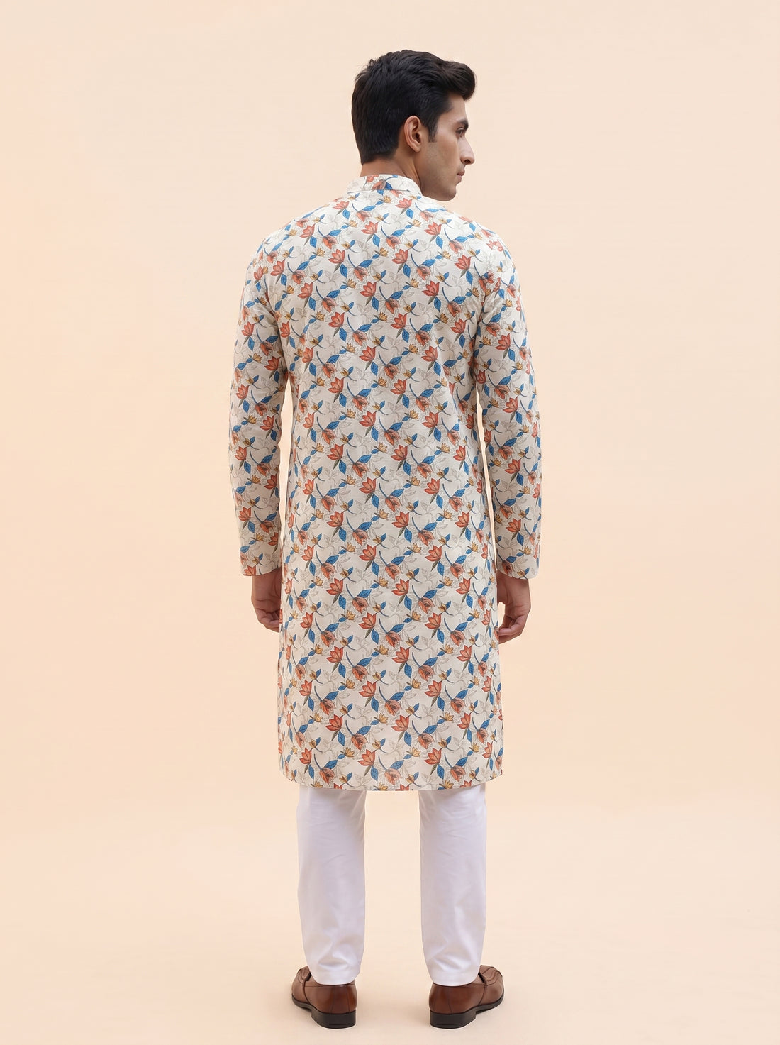 Aespen Floral Ivory Printed Kurta Pant for Mens - Aespenfashion.com