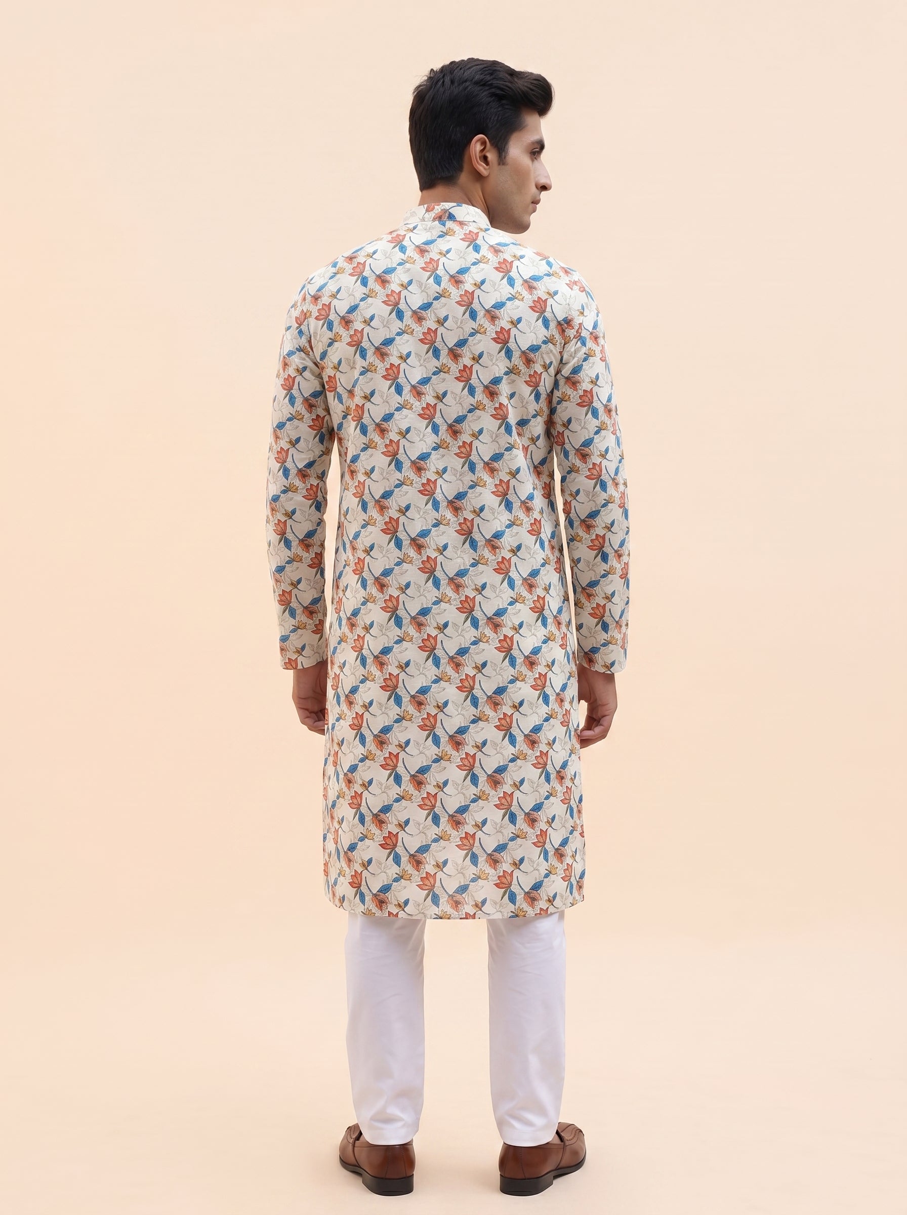 Aespen Floral Ivory Printed Kurta Pant for Mens - Aespenfashion.com