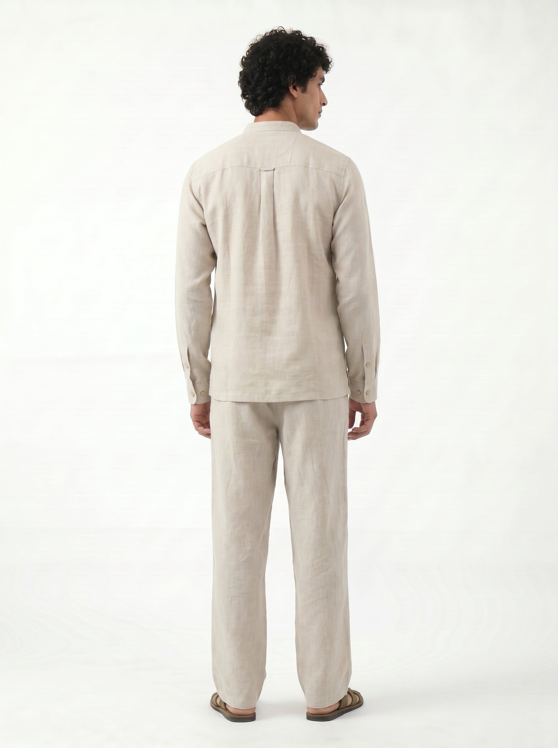 Aespen Grey Linen Kurta Pant for Men - Stylish Short Design